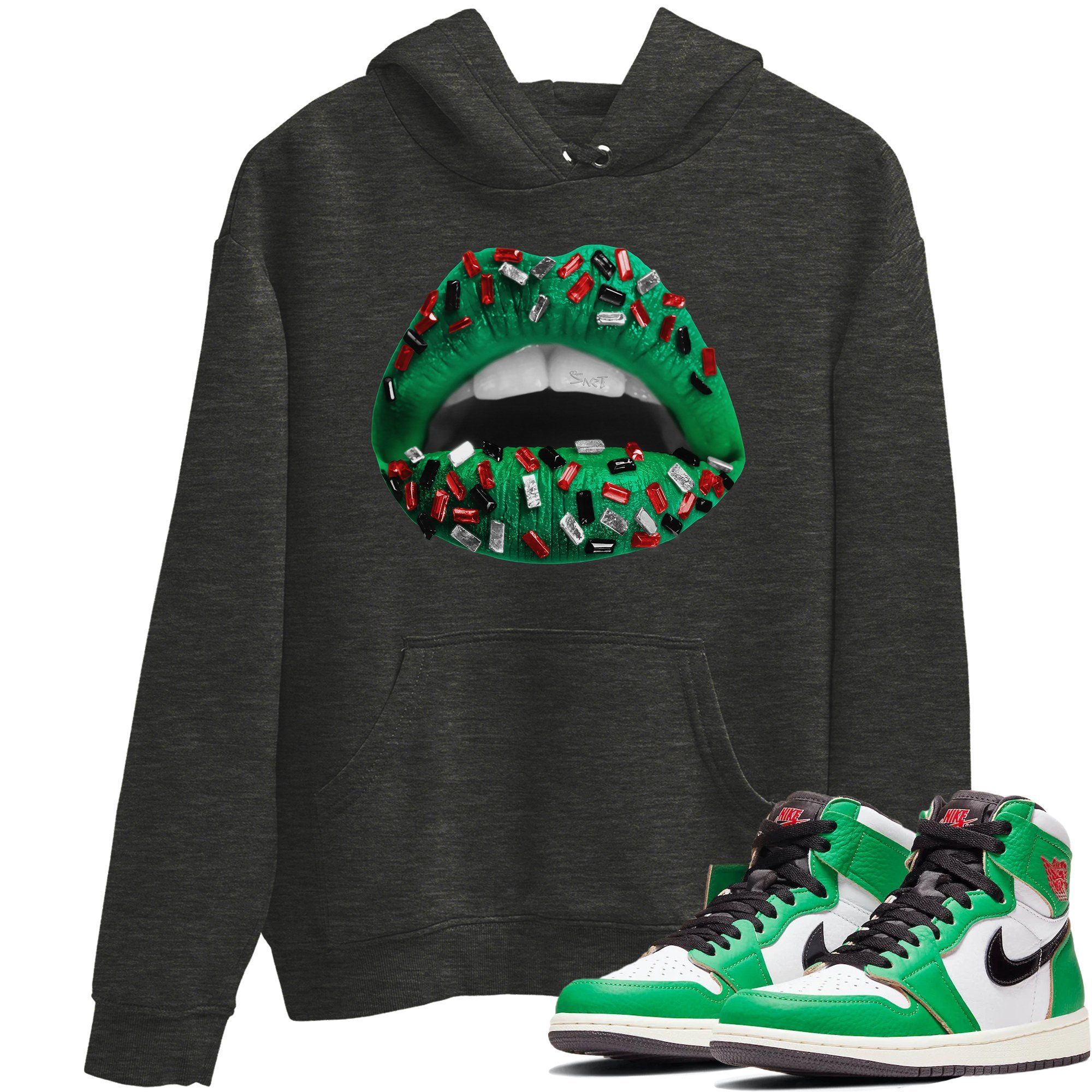 Jordan 1 Lucky Green Shirt To Match Jordans Lips Jewel Sneaker Tees Jordan 1 Lucky Green Drip Gear Zone Sneaker Matching Clothing Unisex Shirts