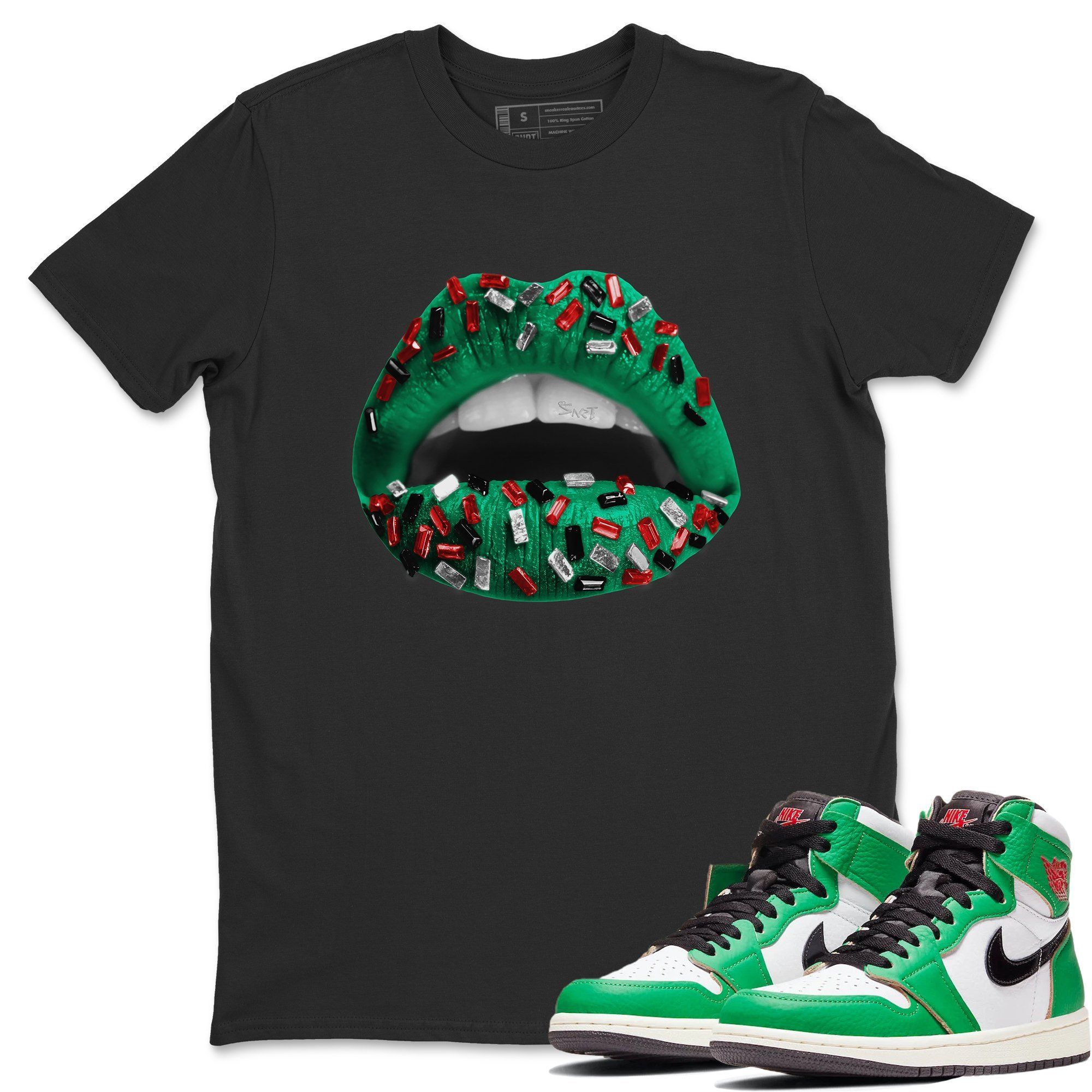 Jordan 1 Lucky Green Shirt To Match Jordans Lips Jewel Sneaker Tees Jordan 1 Lucky Green Drip Gear Zone Sneaker Matching Clothing Unisex Shirts