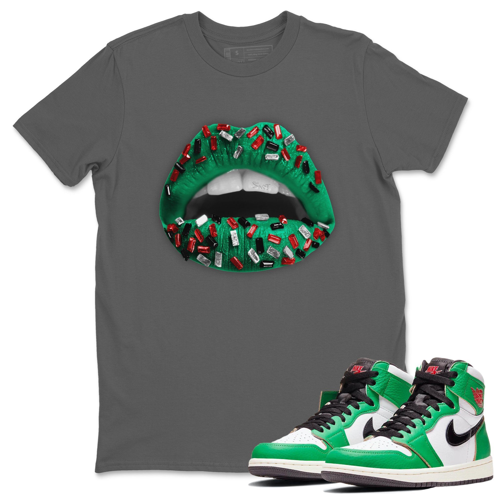 Jordan 1 Lucky Green Shirt To Match Jordans Lips Jewel Sneaker Tees Jordan 1 Lucky Green Drip Gear Zone Sneaker Matching Clothing Unisex Shirts