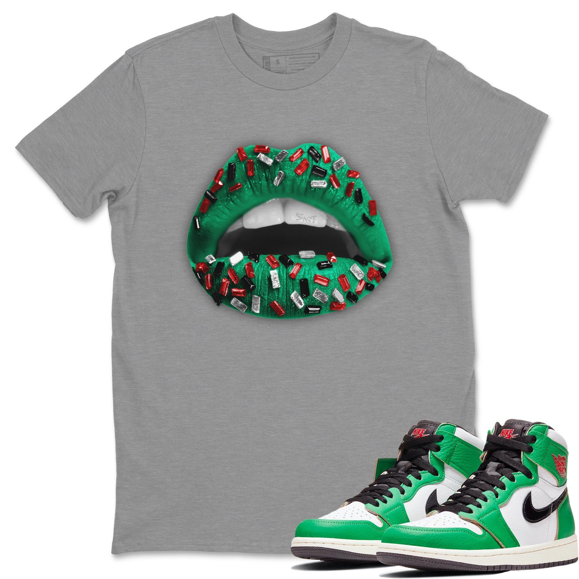 Jordan 1 Lucky Green Shirt To Match Jordans Lips Jewel Sneaker Tees Jordan 1 Lucky Green Drip Gear Zone Sneaker Matching Clothing Unisex Shirts
