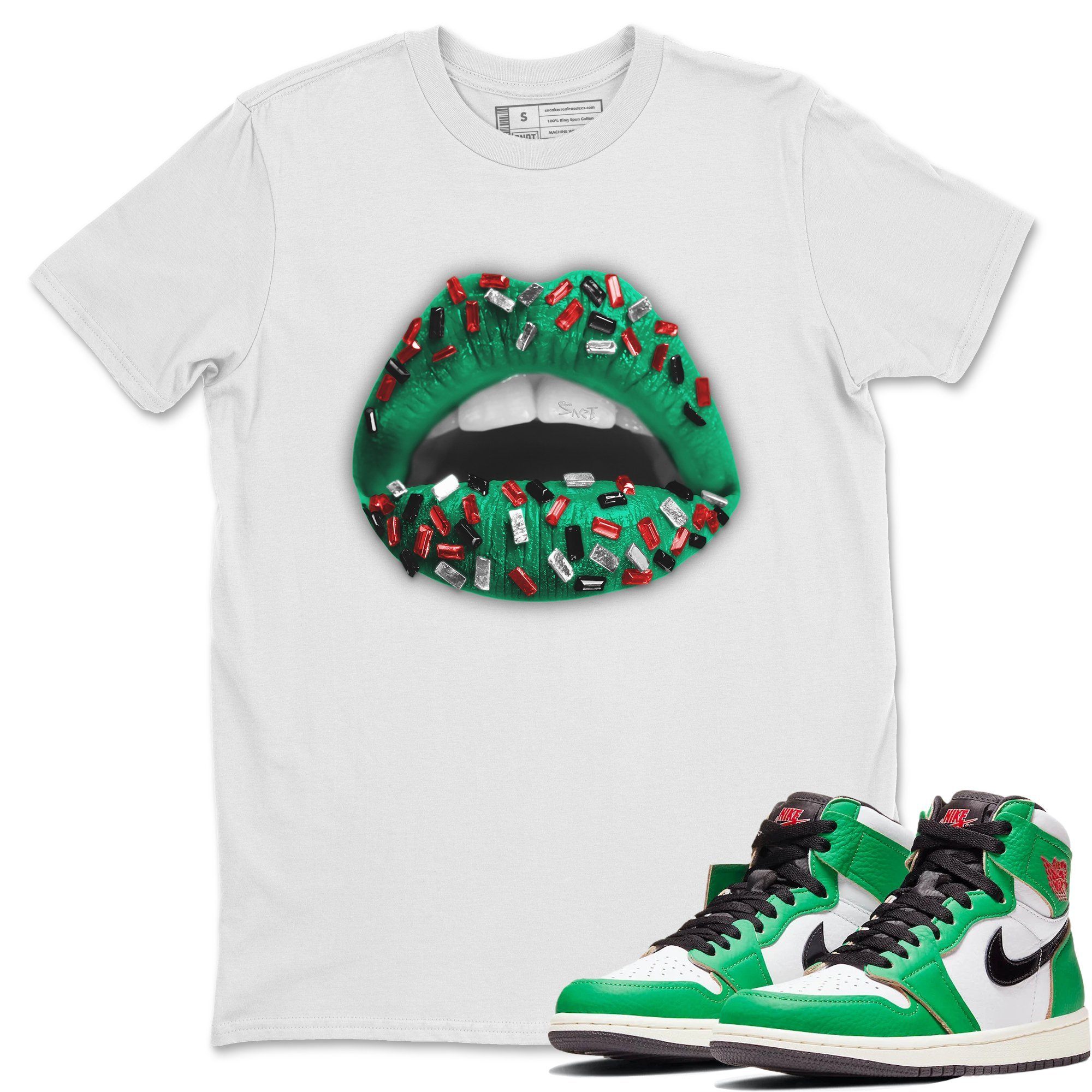 Jordan 1 Lucky Green Shirt To Match Jordans Lips Jewel Sneaker Tees Jordan 1 Lucky Green Drip Gear Zone Sneaker Matching Clothing Unisex Shirts