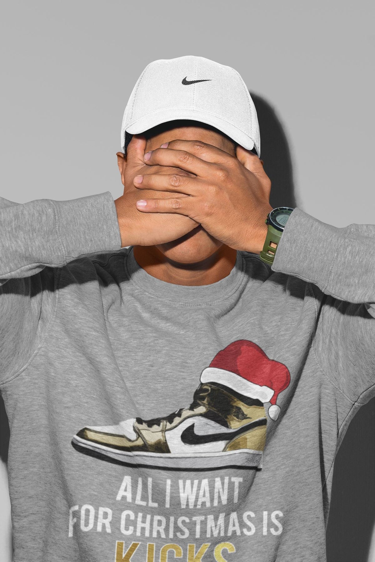 Jordan 1 Metallic Gold Sneaker Matching T-Shirt All I Want For Christmas Is Kicks Sneaker Tees Jordan 1 Metallic Gold Sneaker Release Tees Crew Neck Tees
