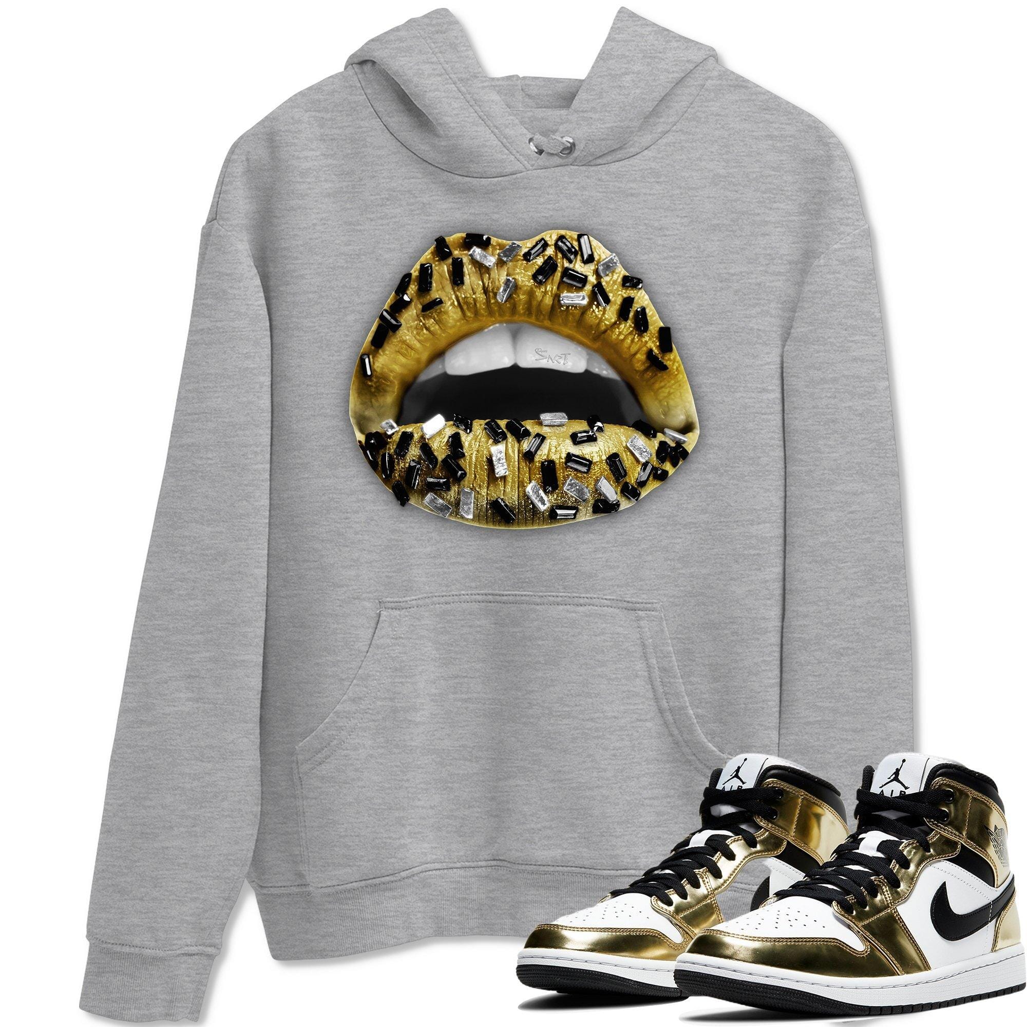 Jordan 1 Metallic Gold Shirt To Match Jordans Lips Jewel Sneaker Tees Jordan 1 Metallic Gold Drip Gear Zone Sneaker Matching Clothing Unisex Shirts