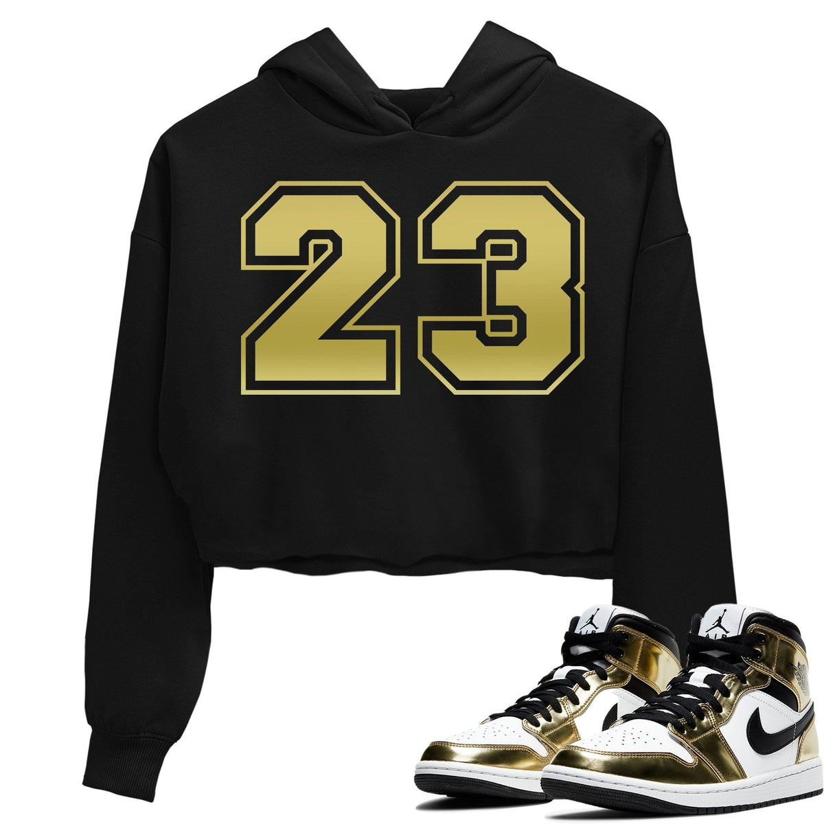 Jordan 1 Metallic Gold Sneaker Matching T-Shirt Number 23 Sneaker Tees Jordan 1 Metallic Gold Sneaker Release Tees Women's Shirts