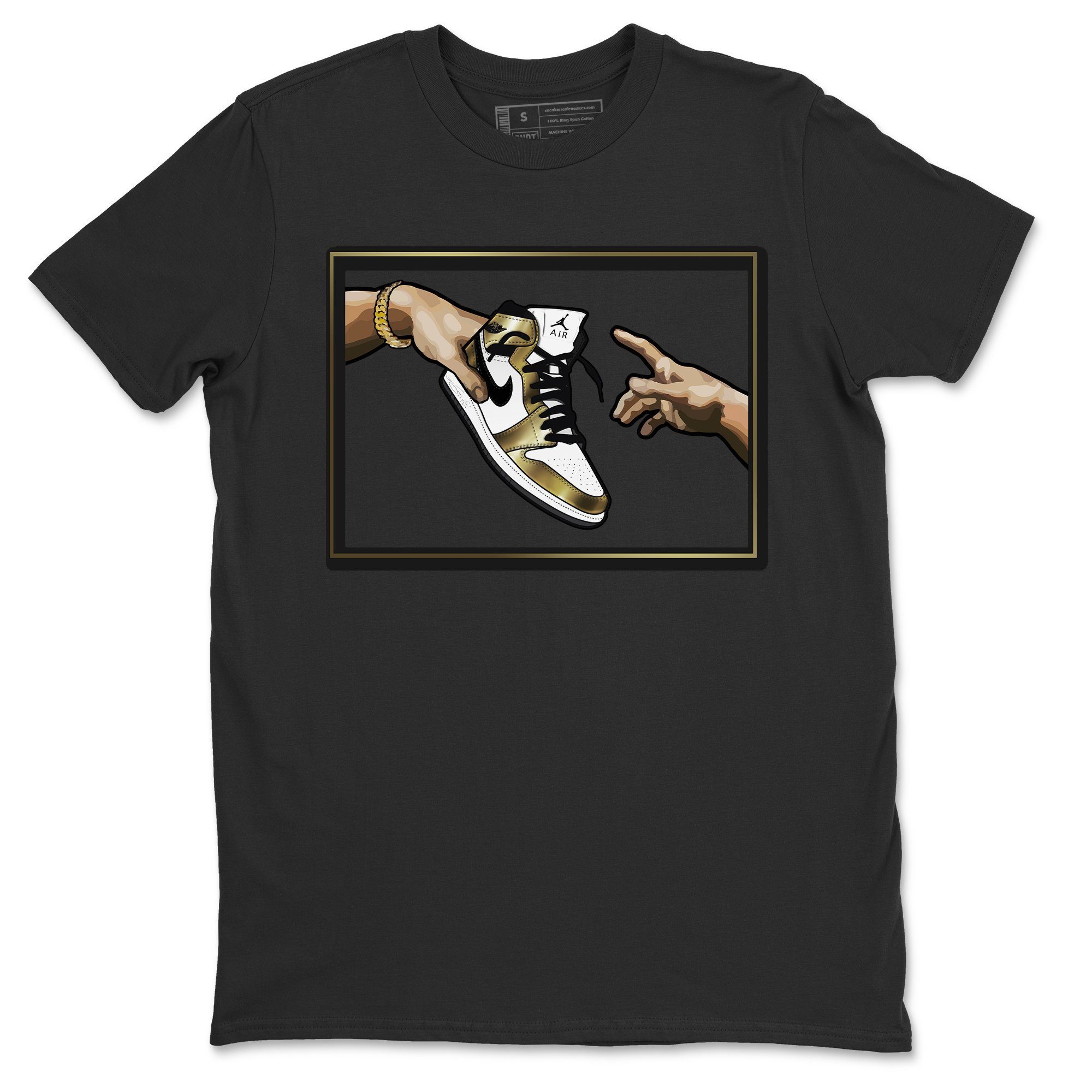 Jordan 1 Metallic Gold Shirt To Match Jordans Adam's Creation Sneaker Tees Jordan 1 Metallic Gold Drip Gear Zone Sneaker Matching Clothing Unisex Shirts