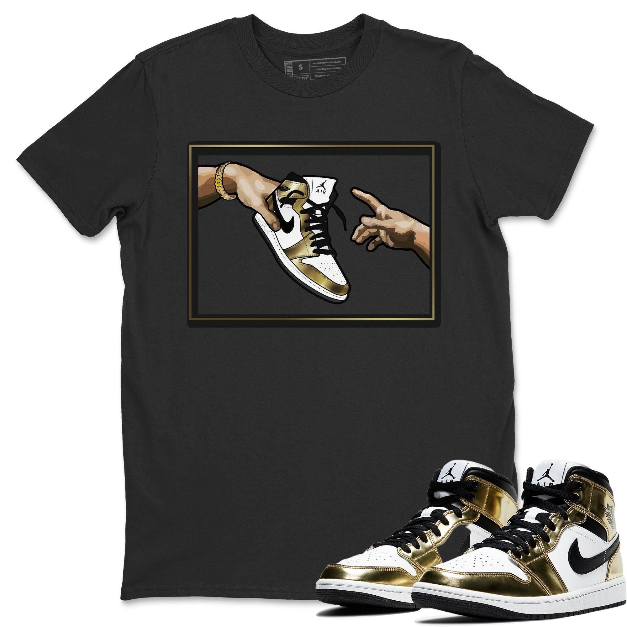 Jordan 1 Metallic Gold Shirt To Match Jordans Adam's Creation Sneaker Tees Jordan 1 Metallic Gold Drip Gear Zone Sneaker Matching Clothing Unisex Shirts