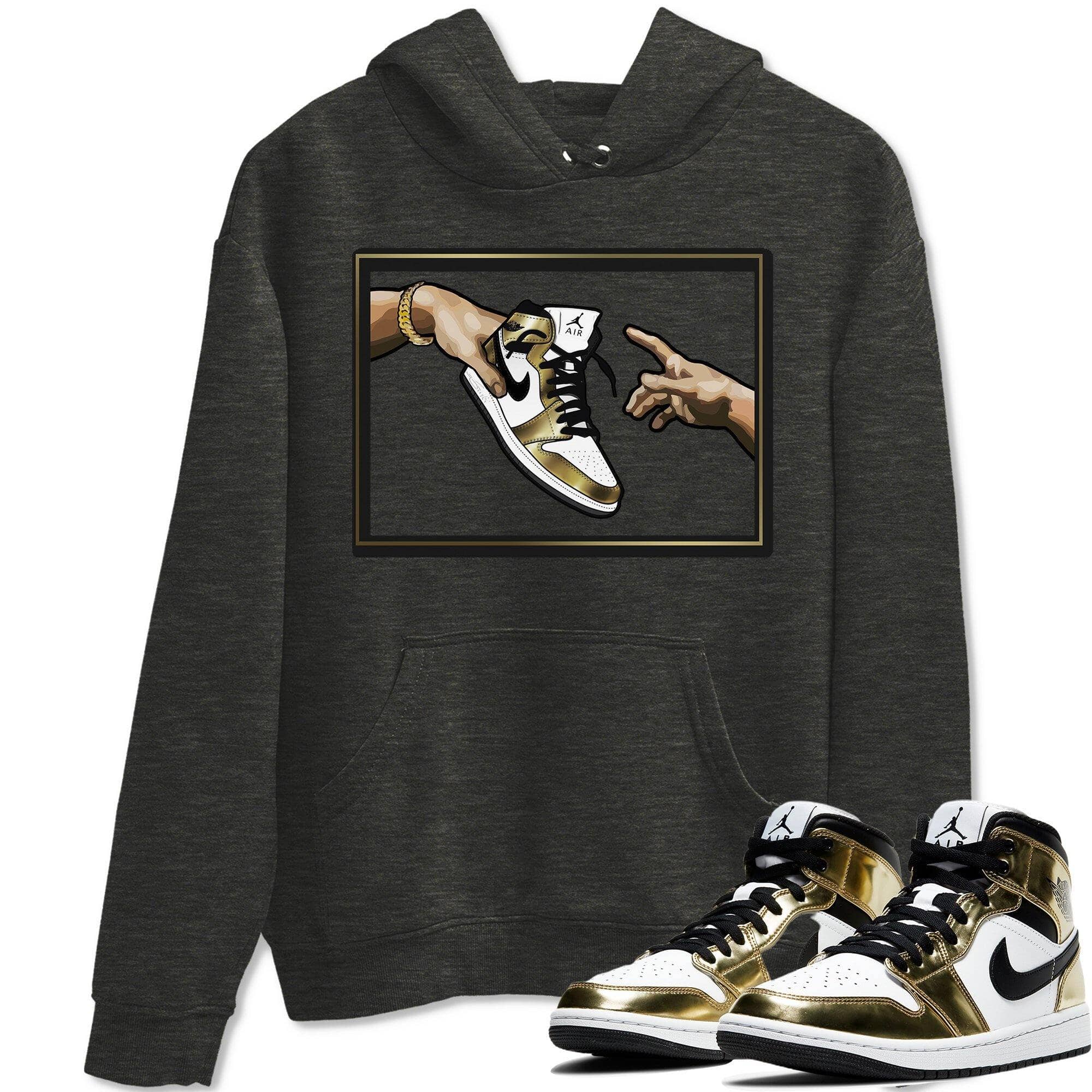 Jordan 1 Metallic Gold Shirt To Match Jordans Adam's Creation Sneaker Tees Jordan 1 Metallic Gold Drip Gear Zone Sneaker Matching Clothing Unisex Shirts