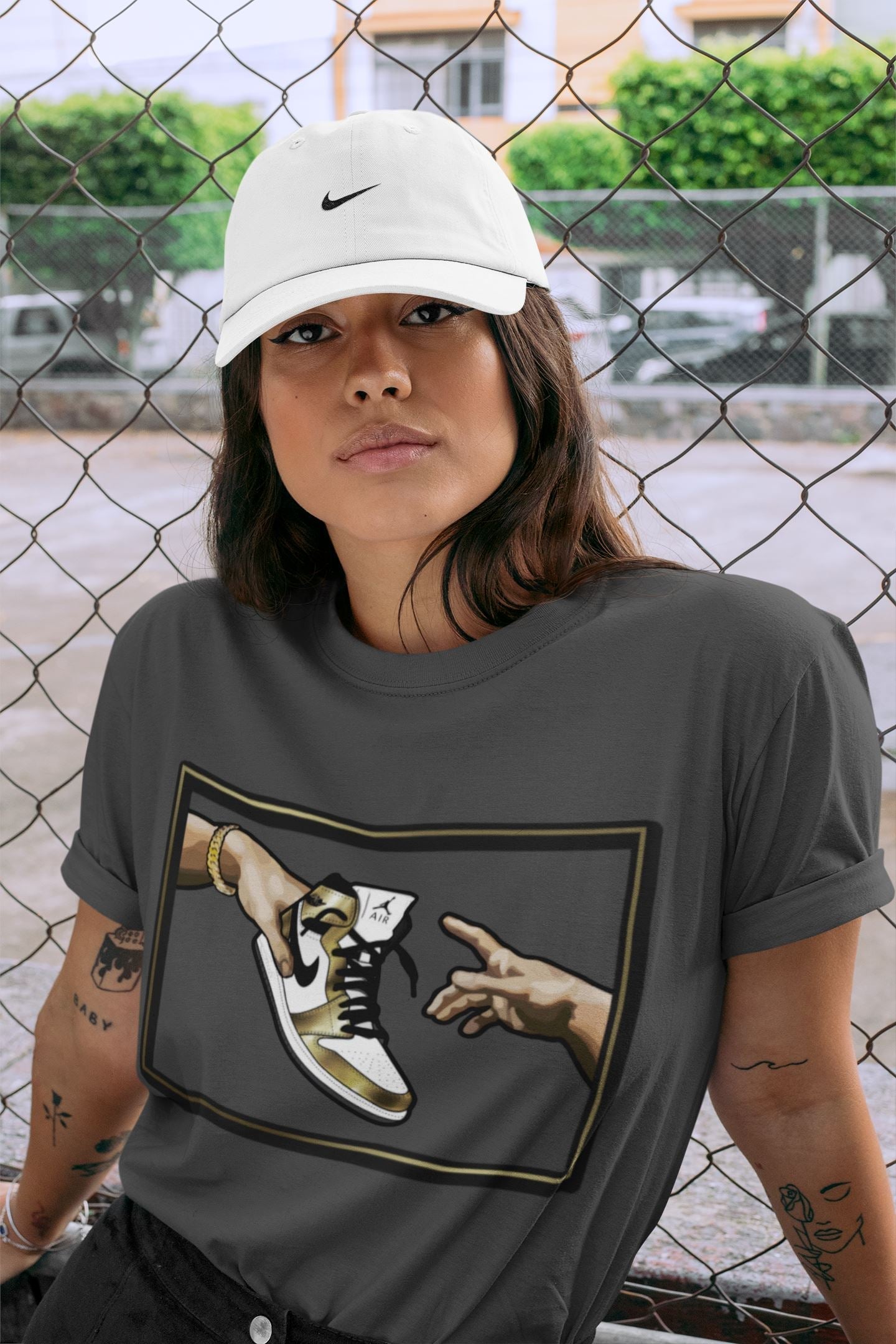 Jordan 1 Metallic Gold Shirt To Match Jordans Adam's Creation Sneaker Tees Jordan 1 Metallic Gold Drip Gear Zone Sneaker Matching Clothing Unisex Shirts