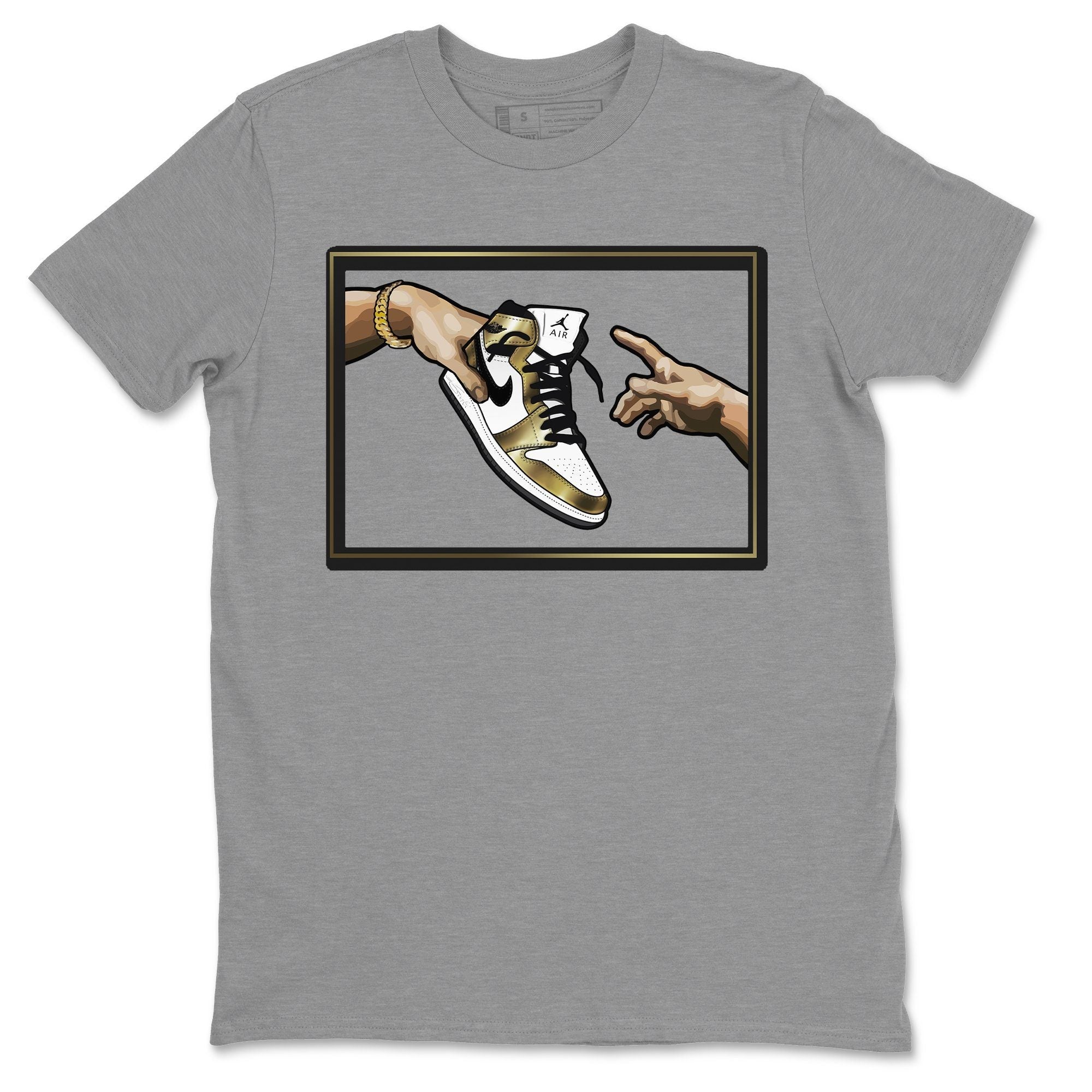 Jordan 1 Metallic Gold Shirt To Match Jordans Adam's Creation Sneaker Tees Jordan 1 Metallic Gold Drip Gear Zone Sneaker Matching Clothing Unisex Shirts