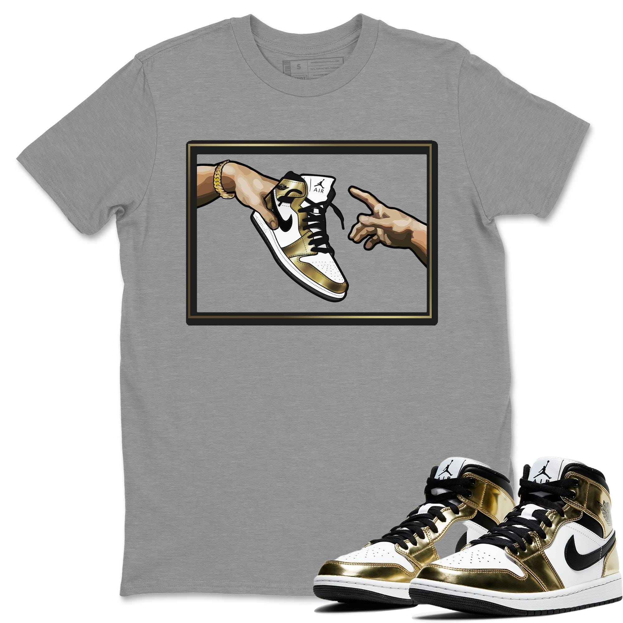 Jordan 1 Metallic Gold Shirt To Match Jordans Adam's Creation Sneaker Tees Jordan 1 Metallic Gold Drip Gear Zone Sneaker Matching Clothing Unisex Shirts