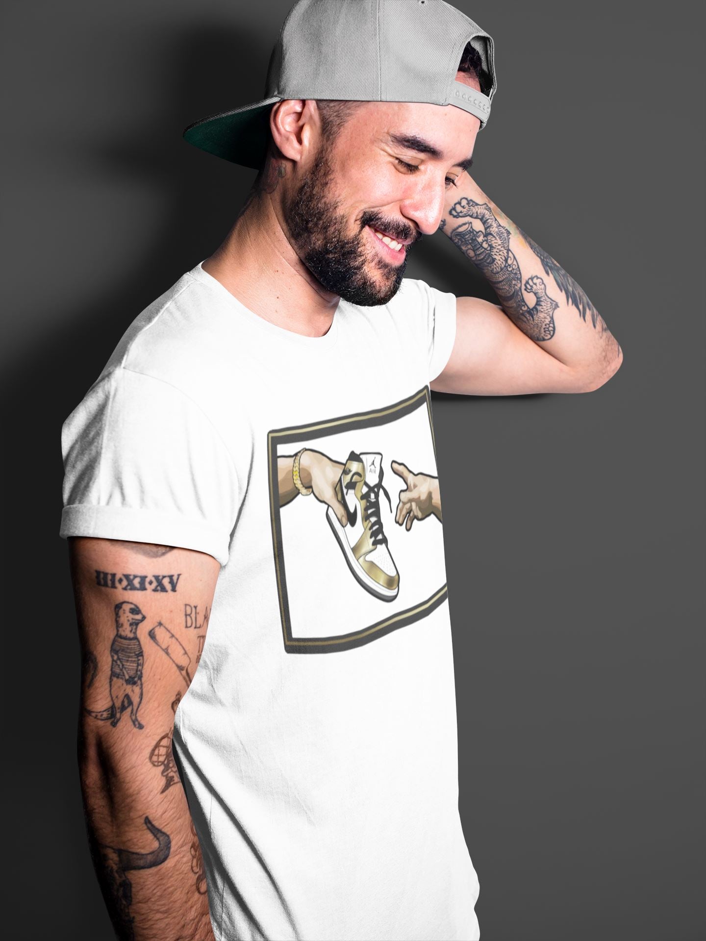 Jordan 1 Metallic Gold Shirt To Match Jordans Adam's Creation Sneaker Tees Jordan 1 Metallic Gold Drip Gear Zone Sneaker Matching Clothing Unisex Shirts