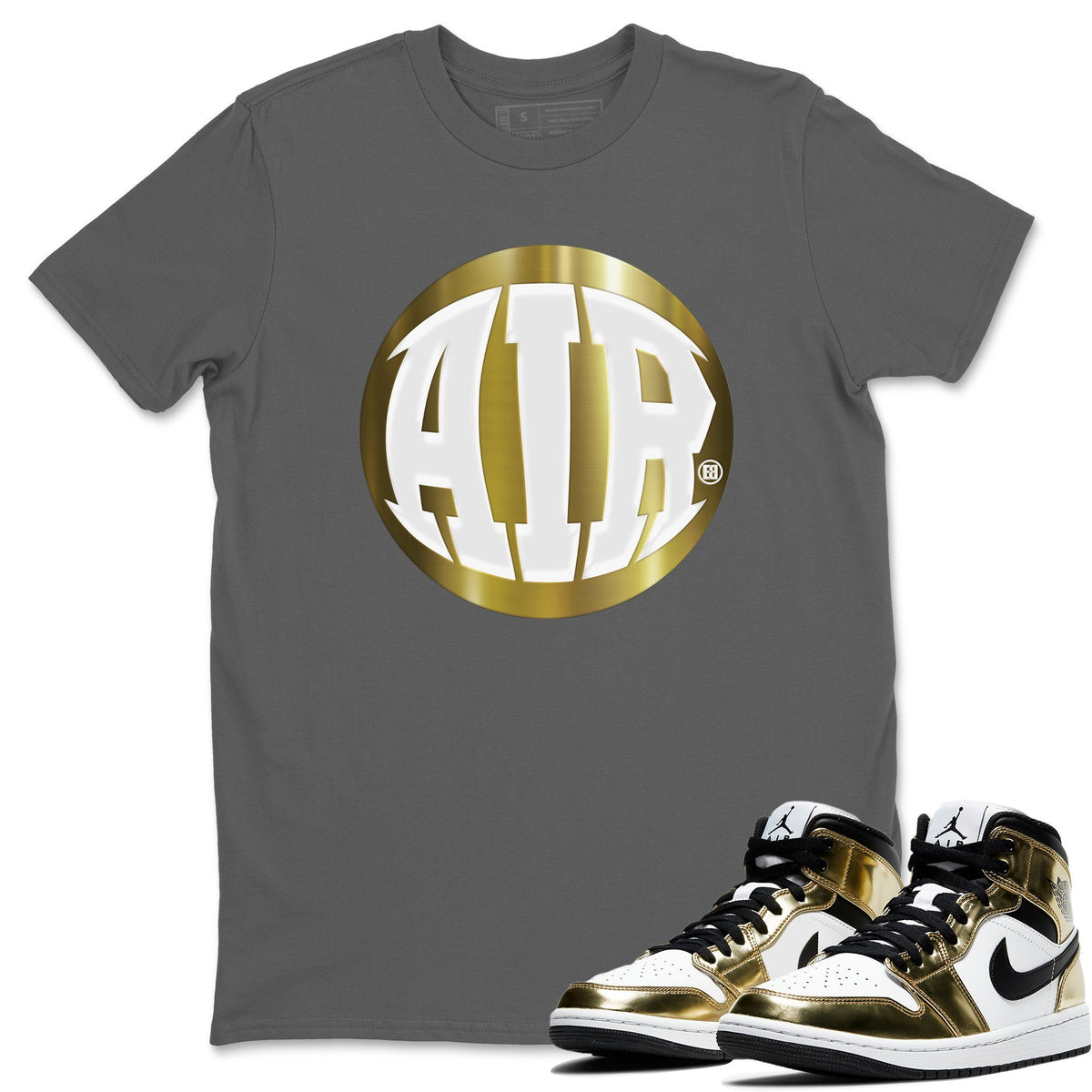Jordan 1 Metallic Gold Sneaker Tees Drip Gear Zone AIR Sneaker Tees Jordan 1 Metallic Gold Shirt Unisex Shirts
