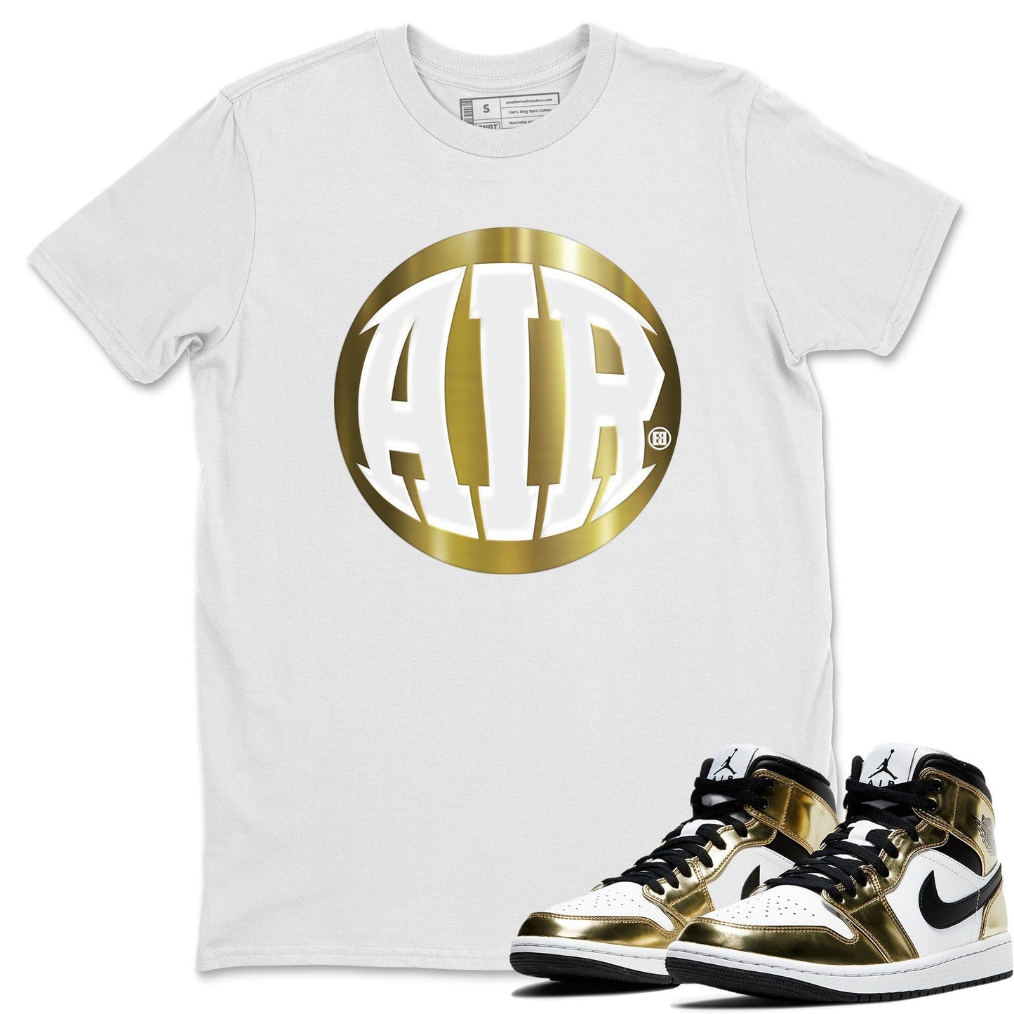Jordan 1 Metallic Gold Sneaker Tees Drip Gear Zone AIR Sneaker Tees Jordan 1 Metallic Gold Shirt Unisex Shirts