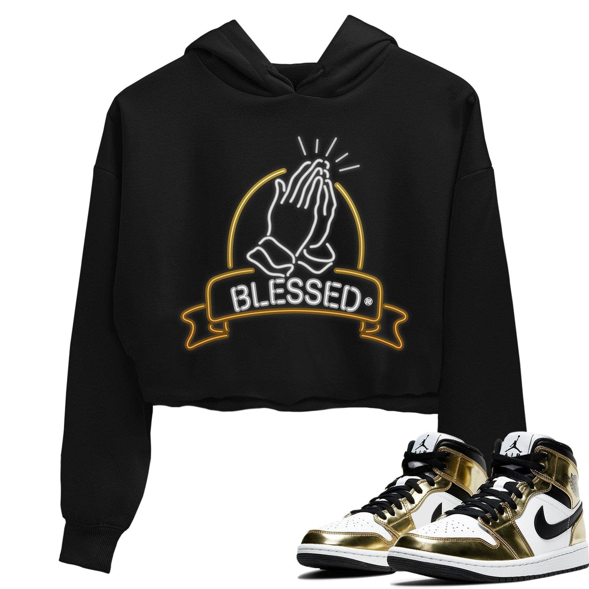Jordan 1 Metallic Gold Sneaker Matching T-Shirt Blessed Sneaker Tees Jordan 1 Metallic Gold Sneaker Release Tees Women's Shirts