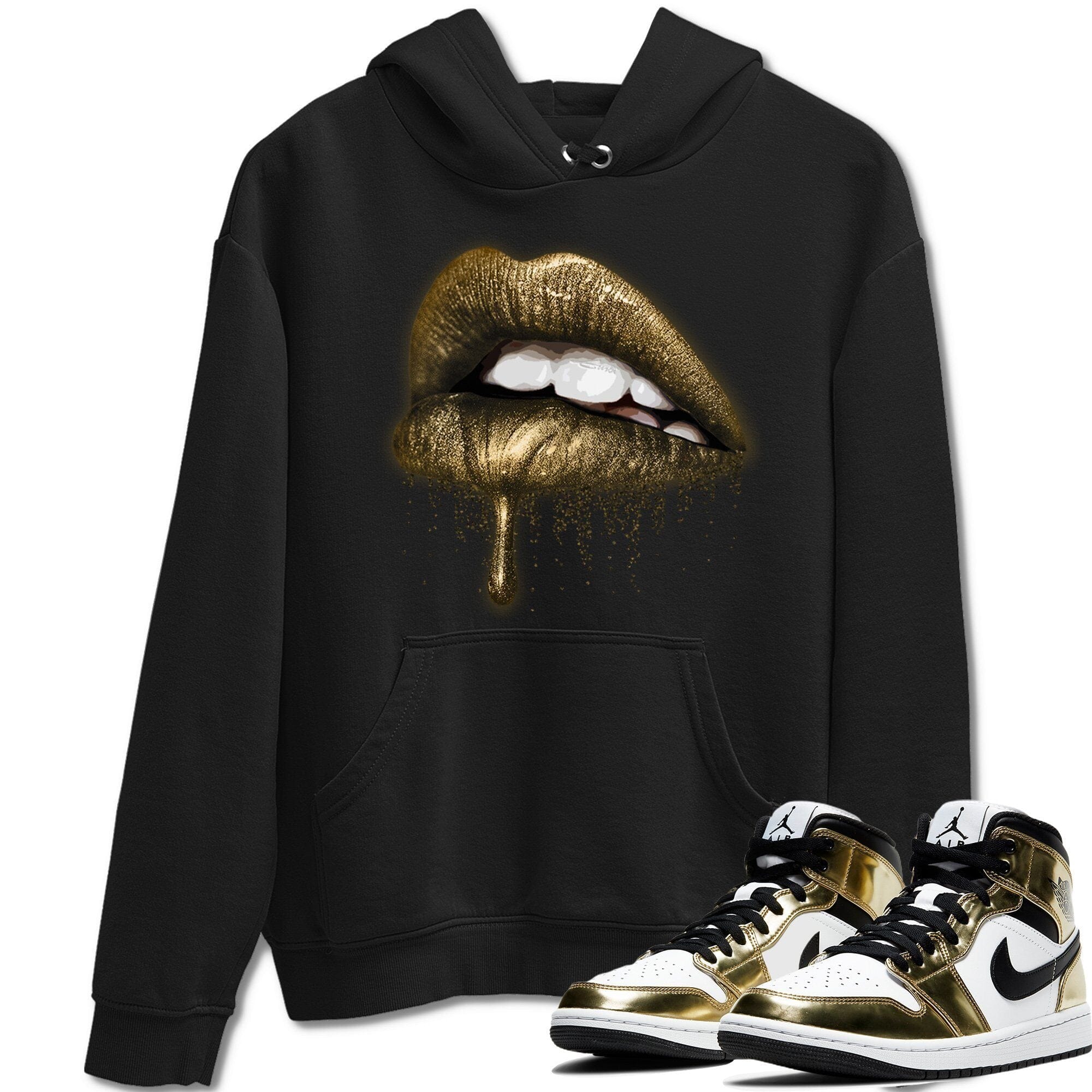 Jordan 1 Metallic Gold Shirt To Match Jordans Dripping Lips Sneaker Tees Jordan 1 Metallic Gold Drip Gear Zone Sneaker Matching Clothing Unisex Shirts