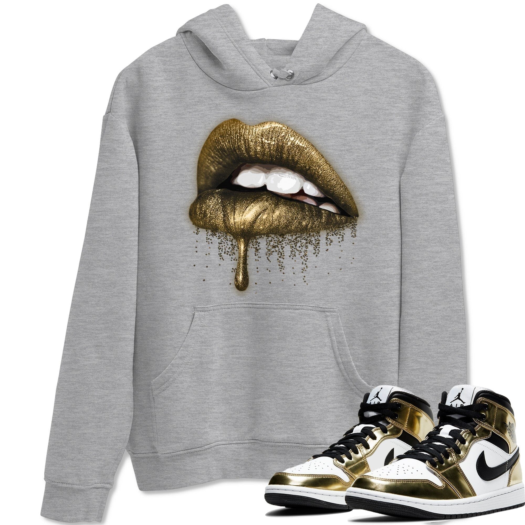 Jordan 1 Metallic Gold Shirt To Match Jordans Dripping Lips Sneaker Tees Jordan 1 Metallic Gold Drip Gear Zone Sneaker Matching Clothing Unisex Shirts