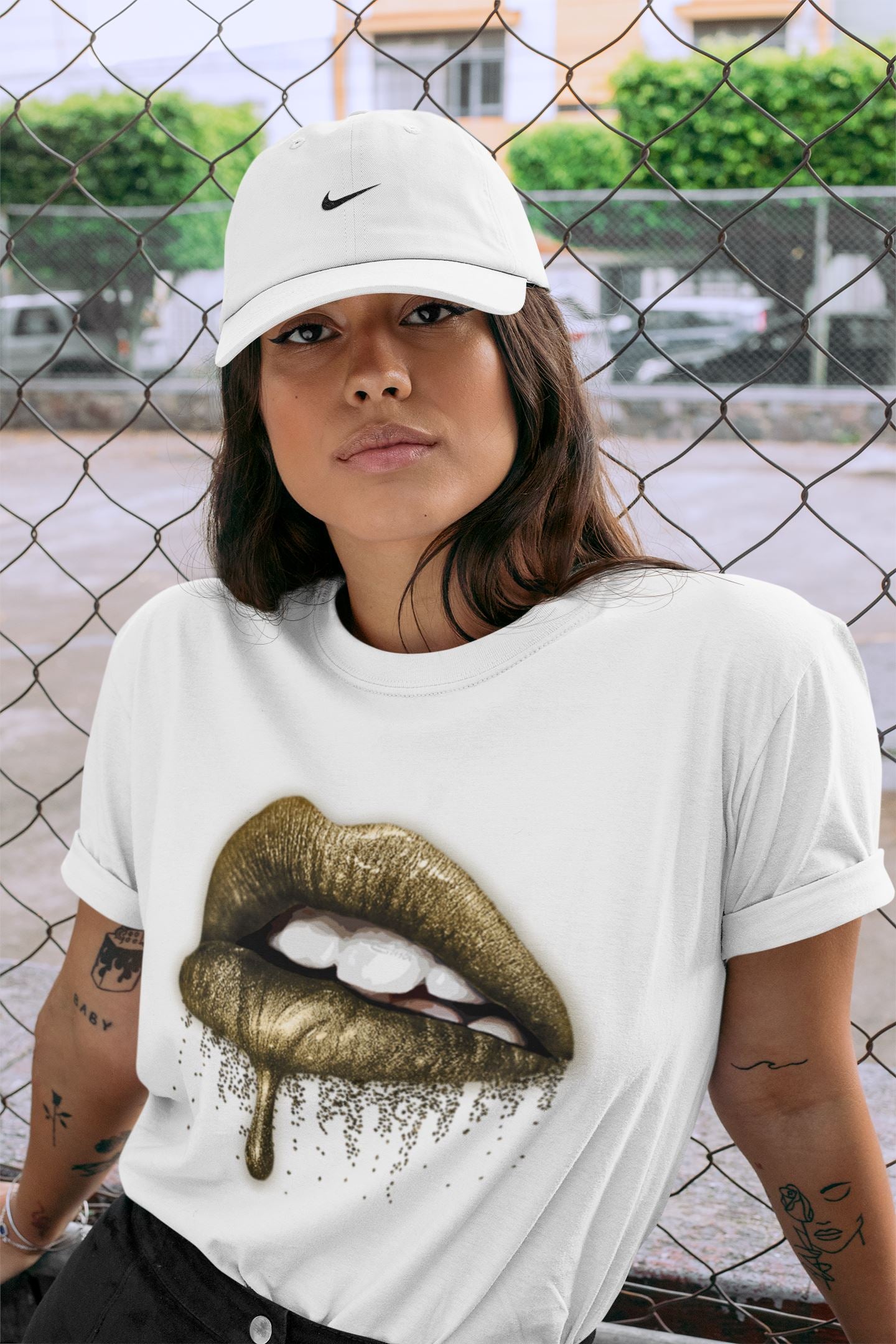 Jordan 1 Metallic Gold Shirt To Match Jordans Dripping Lips Sneaker Tees Jordan 1 Metallic Gold Drip Gear Zone Sneaker Matching Clothing Unisex Shirts
