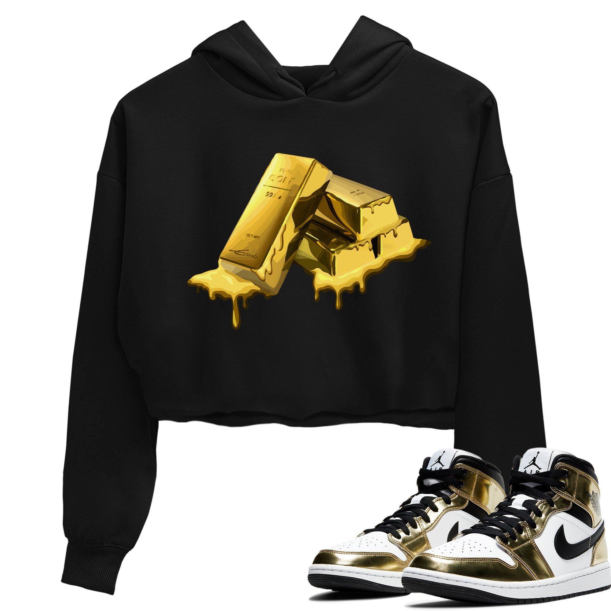 Jordan 1 Metallic Gold Sneaker Tees Drip Gear Zone Gold Bar Sneaker Tees Jordan 1 Metallic Gold Shirt Women's Shirts
