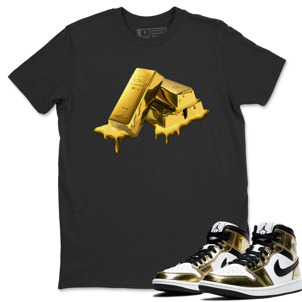 Jordan 1 Metallic Gold Sneaker Tees Drip Gear Zone Gold Bar Sneaker Tees Jordan 1 Metallic Gold Shirt Unisex Shirts