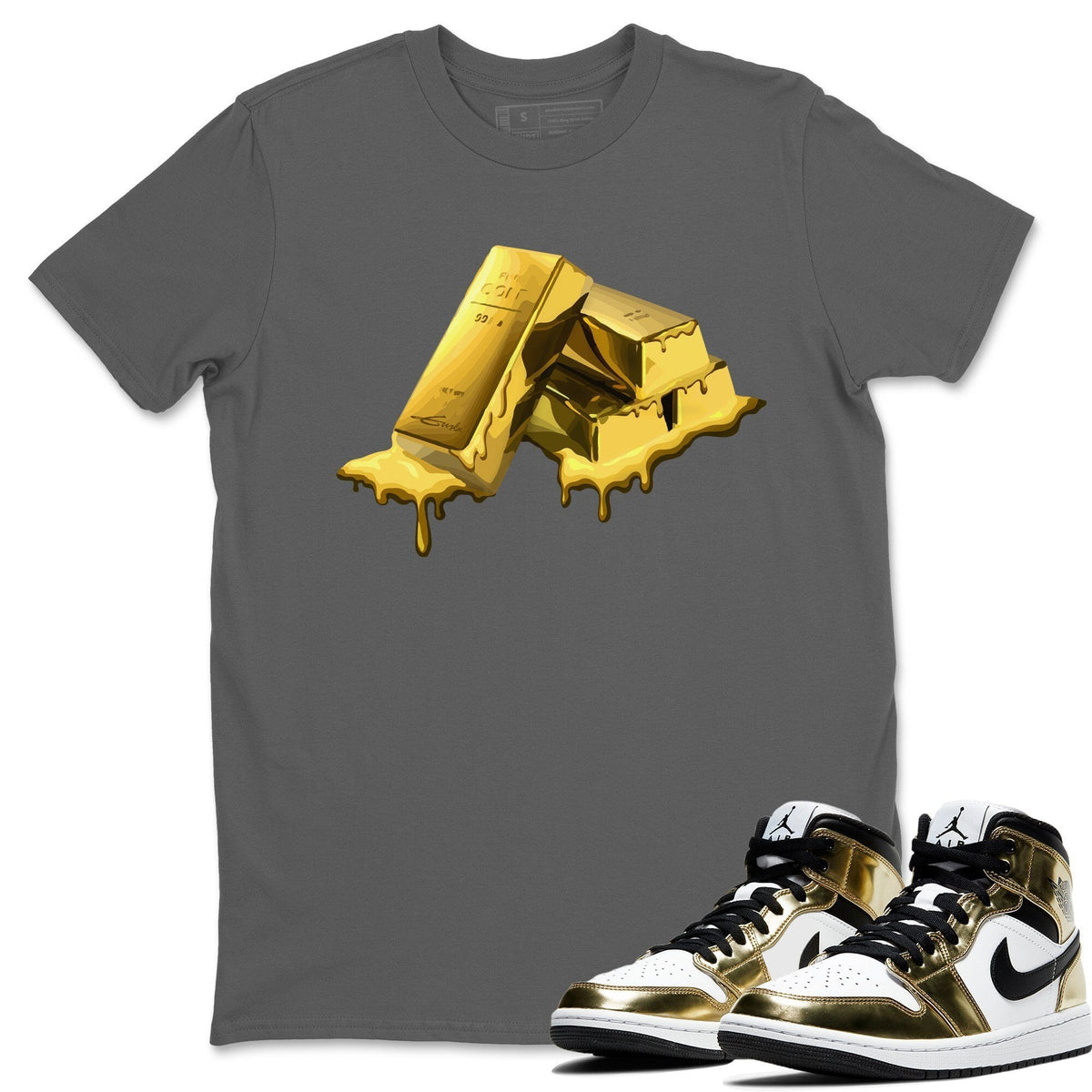 Jordan 1 Metallic Gold Sneaker Tees Drip Gear Zone Gold Bar Sneaker Tees Jordan 1 Metallic Gold Shirt Unisex Shirts