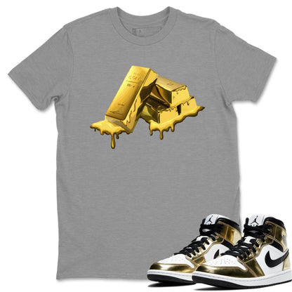 Jordan 1 Metallic Gold Sneaker Tees Drip Gear Zone Gold Bar Sneaker Tees Jordan 1 Metallic Gold Shirt Unisex Shirts