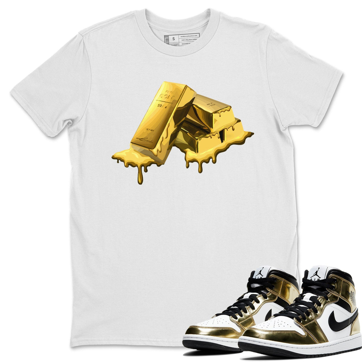Jordan 1 Metallic Gold Sneaker Tees Drip Gear Zone Gold Bar Sneaker Tees Jordan 1 Metallic Gold Shirt Unisex Shirts