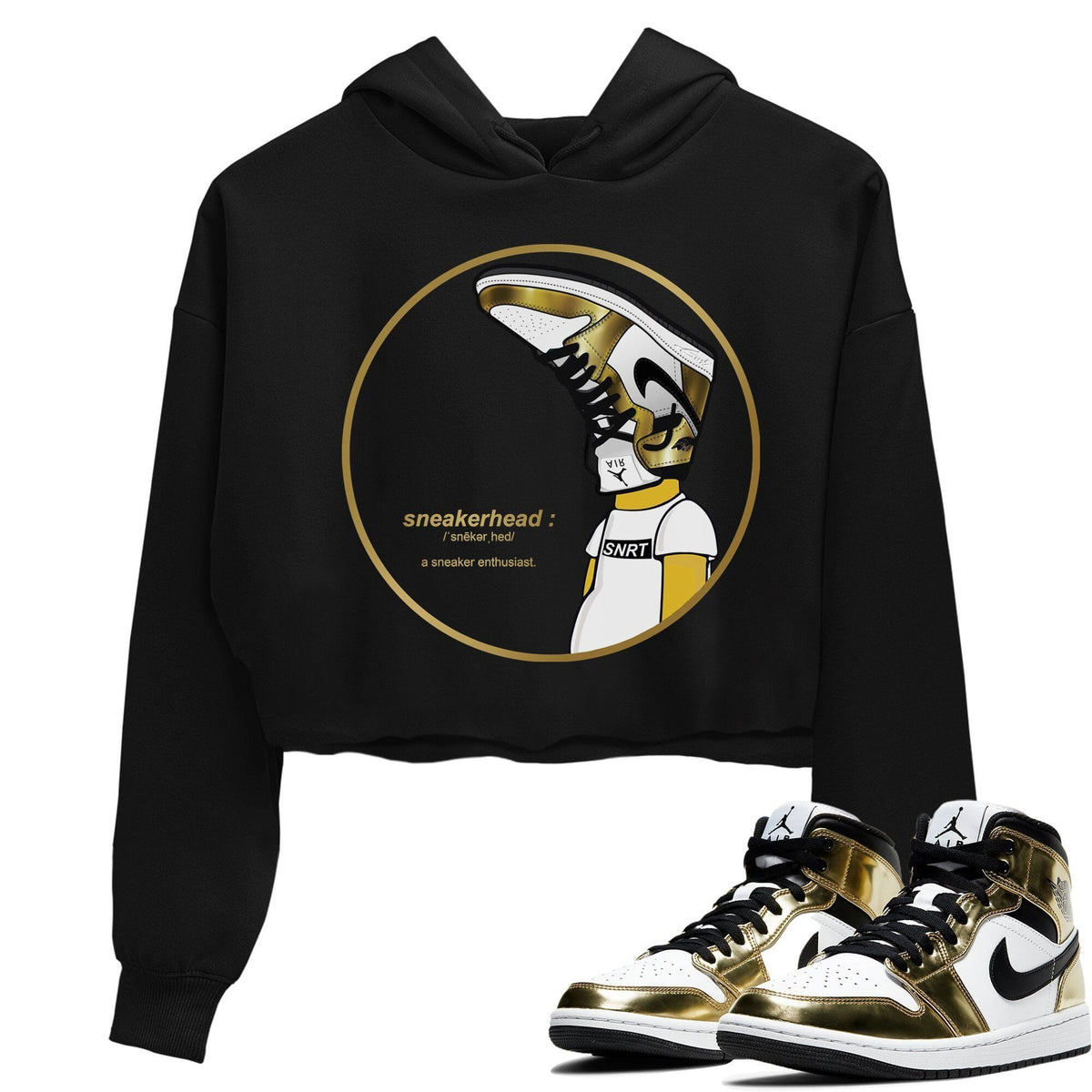 Jordan 1 Metallic Gold Sneaker Matching T-Shirt Sneakerhead Sneaker Tees Jordan 1 Metallic Gold Sneaker Release Tees Women's Shirts
