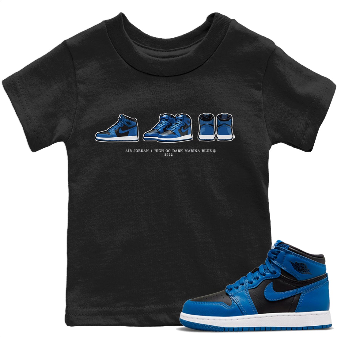 Jordan 1 Dark Marina Blue Sneaker Matching T-Shirt Air Jordan 1 Prelude Sneaker Tees Jordan 1 Dark Marina Blue Sneaker Release Tees Kids Shirts