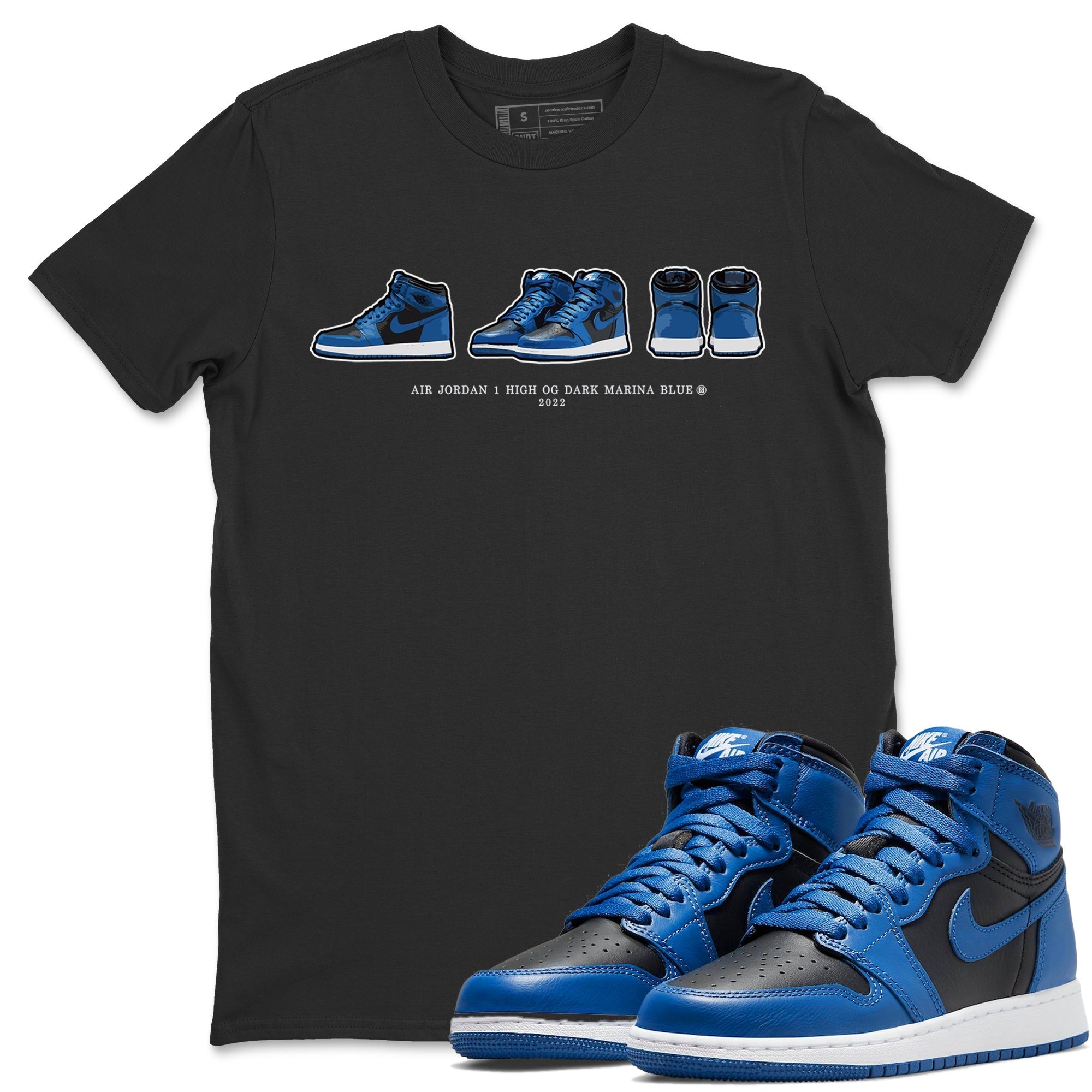 Jordan 1 Dark Marina Blue Sneaker Matching T-Shirt Air Jordan 1 Prelude Sneaker Tees Jordan 1 Dark Marina Blue Sneaker Release Tees Crew Neck Tees