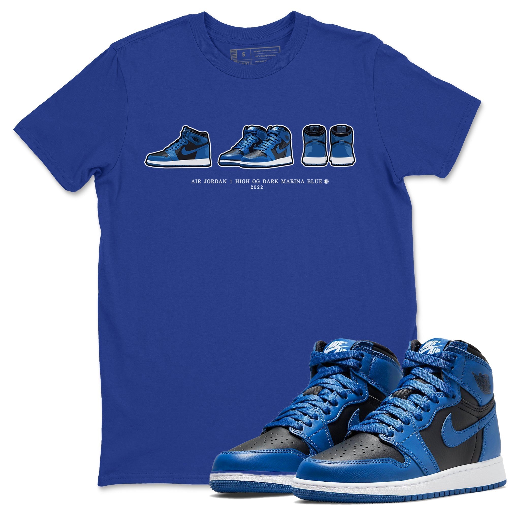 Jordan 1 Dark Marina Blue Sneaker Matching T-Shirt Air Jordan 1 Prelude Sneaker Tees Jordan 1 Dark Marina Blue Sneaker Release Tees Crew Neck Tees