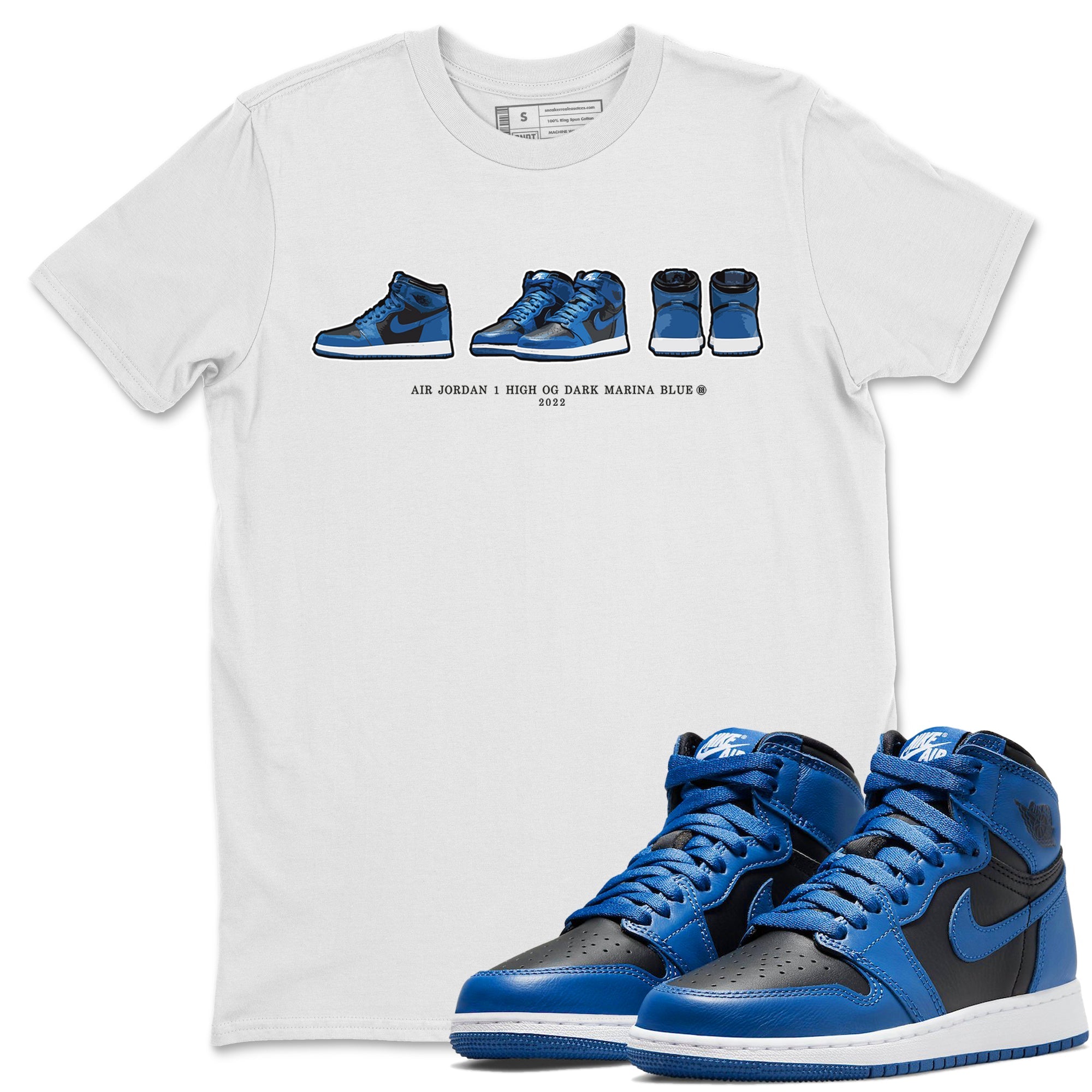 Jordan 1 Dark Marina Blue Sneaker Matching T-Shirt Air Jordan 1 Prelude Sneaker Tees Jordan 1 Dark Marina Blue Sneaker Release Tees Crew Neck Tees