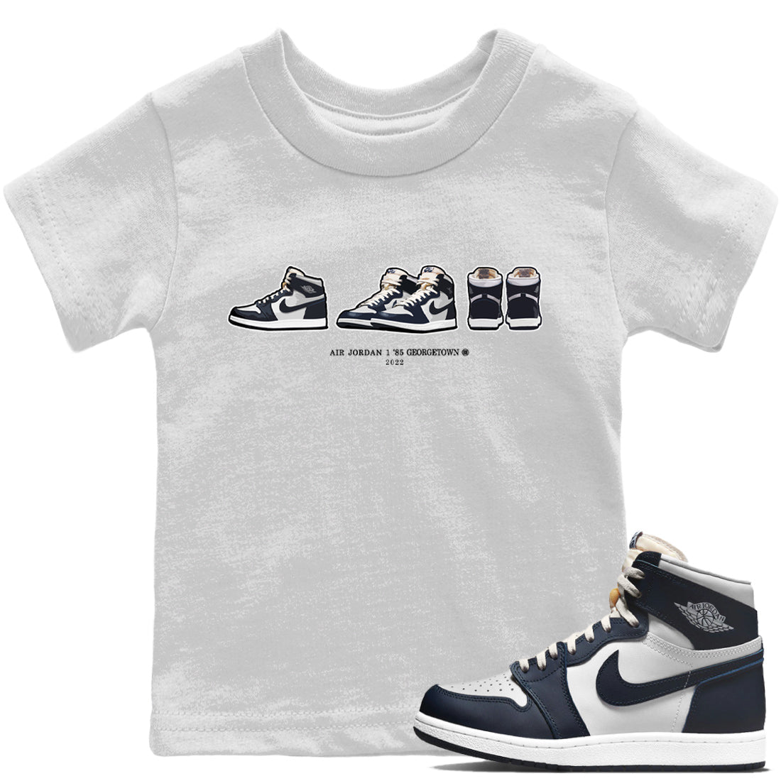 Jordan 1 85 Georgetown Sneaker Match Tees Air Jordan 1 Prelude Sneaker Tees Jordan 1 85 Georgetown Jordan to match sneaker T-Shirt Kids Shirts