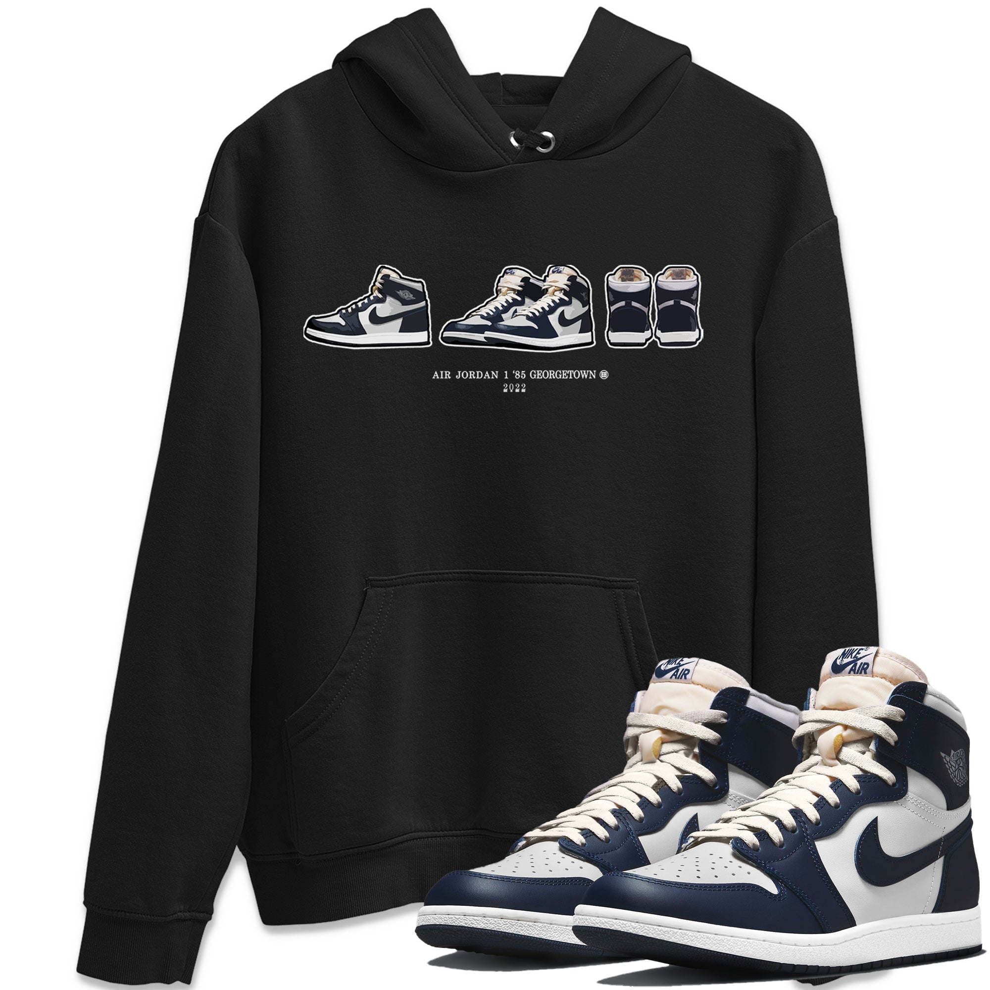 Jordan 1 85 Georgetown Sneaker Match Tees Air Jordan 1 Prelude Sneaker Tees Jordan 1 85 Georgetown Jordan to match sneaker T-Shirt Crew Neck Shirts