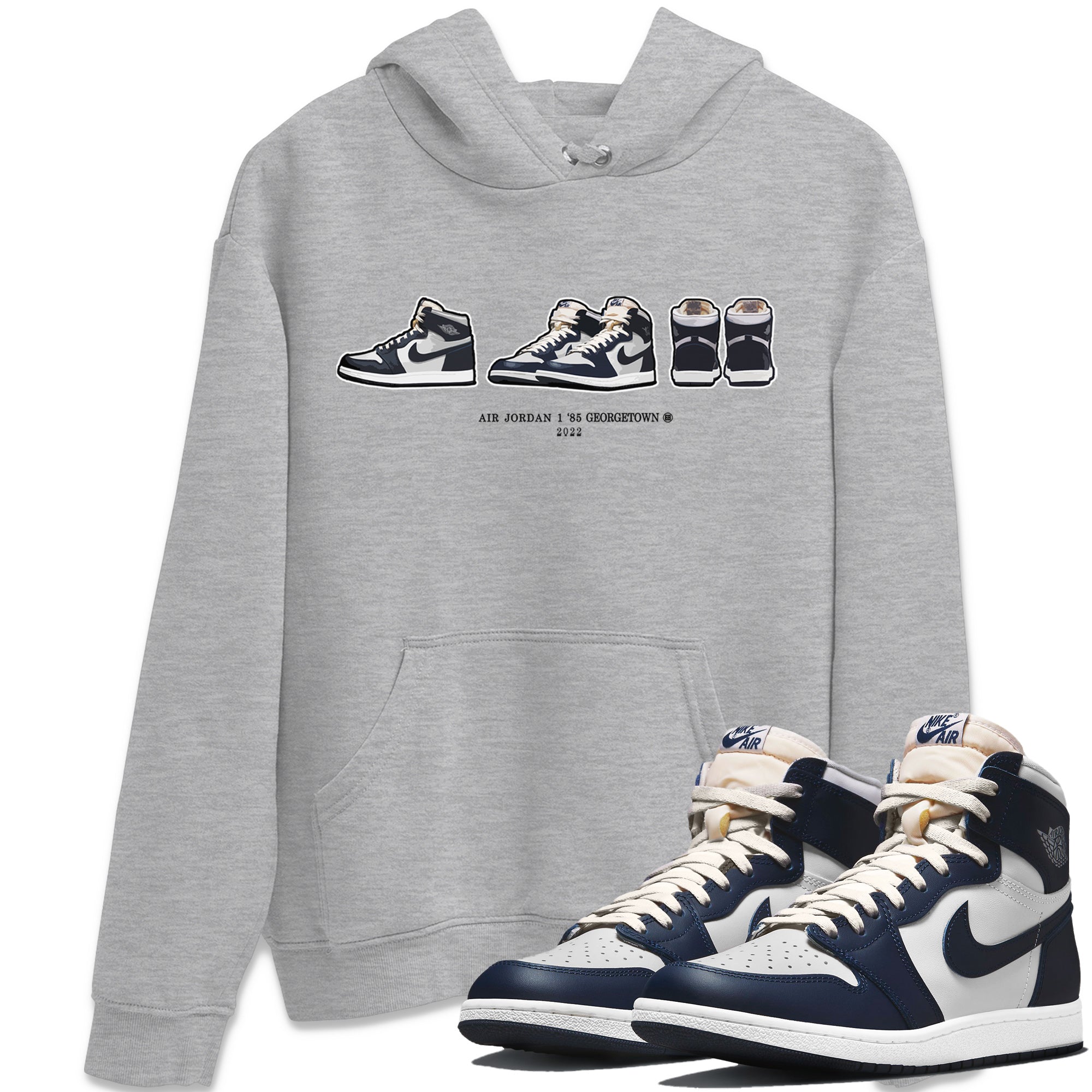 Jordan 1 85 Georgetown Sneaker Match Tees Air Jordan 1 Prelude Sneaker Tees Jordan 1 85 Georgetown Jordan to match sneaker T-Shirt Crew Neck Shirts