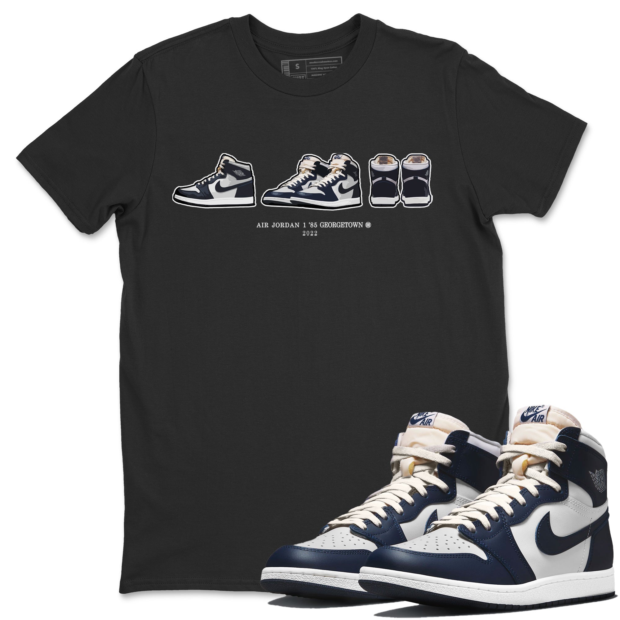 Jordan 1 85 Georgetown Sneaker Match Tees Air Jordan 1 Prelude Sneaker Tees Jordan 1 85 Georgetown Jordan to match sneaker T-Shirt Crew Neck Shirts