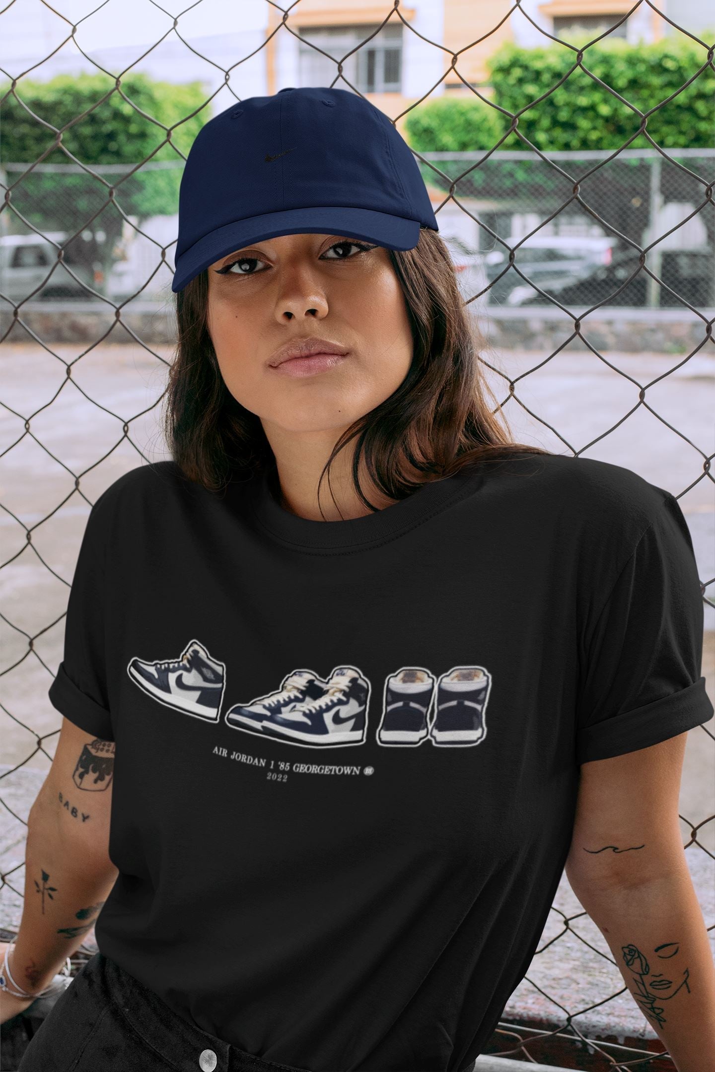 Jordan 1 85 Georgetown Sneaker Match Tees Air Jordan 1 Prelude Sneaker Tees Jordan 1 85 Georgetown Jordan to match sneaker T-Shirt Crew Neck Shirts