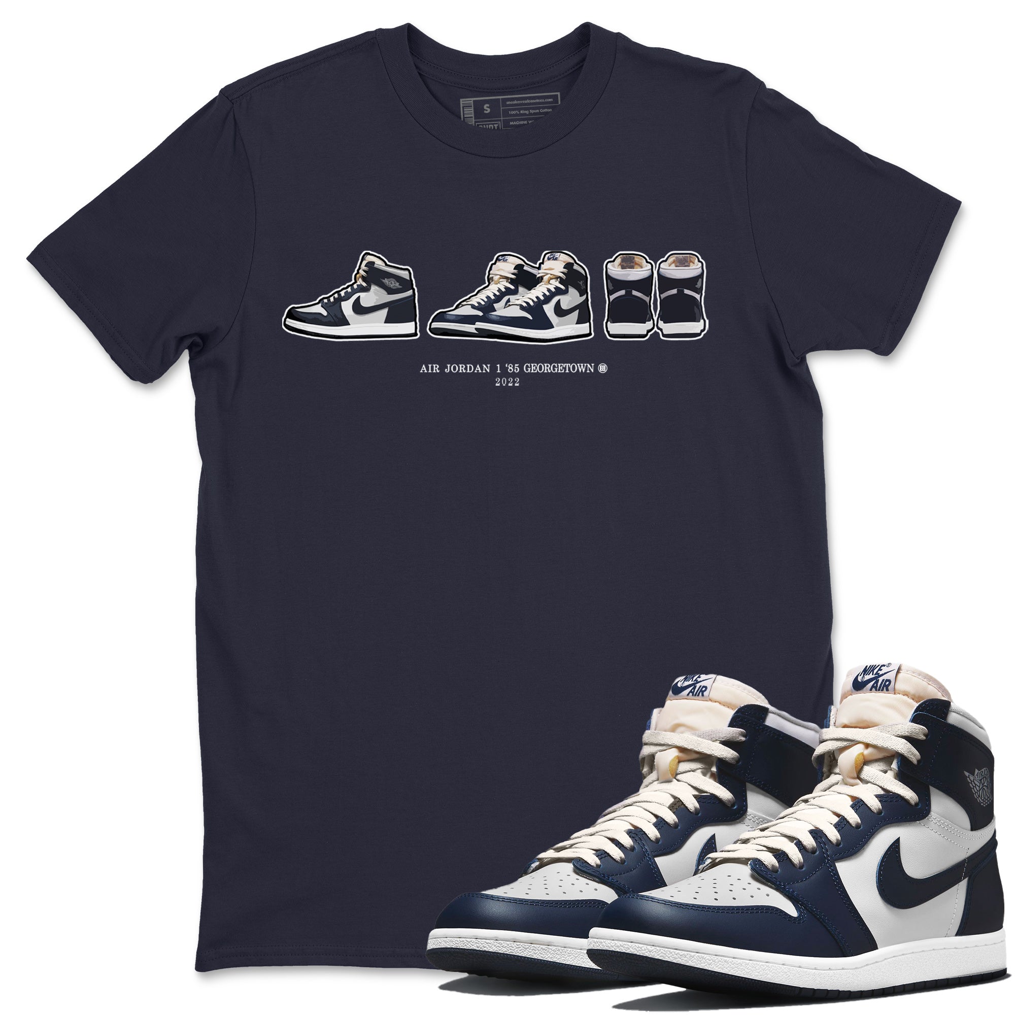 Jordan 1 85 Georgetown Sneaker Match Tees Air Jordan 1 Prelude Sneaker Tees Jordan 1 85 Georgetown Jordan to match sneaker T-Shirt Crew Neck Shirts