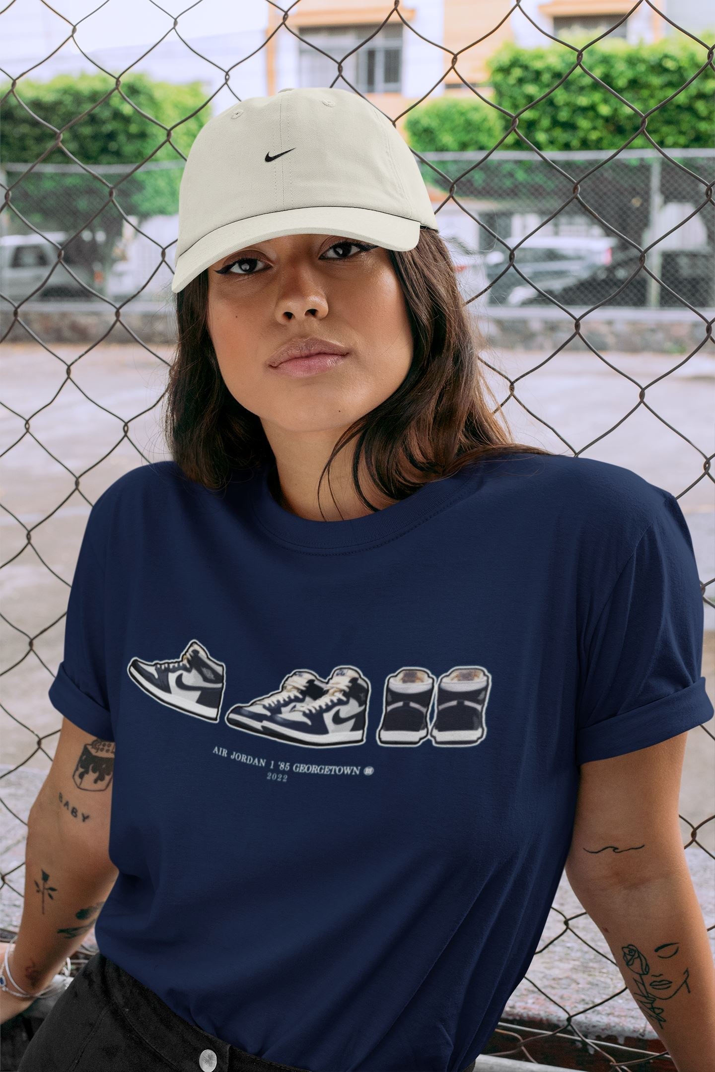 Jordan 1 85 Georgetown Sneaker Match Tees Air Jordan 1 Prelude Sneaker Tees Jordan 1 85 Georgetown Jordan to match sneaker T-Shirt Crew Neck Shirts
