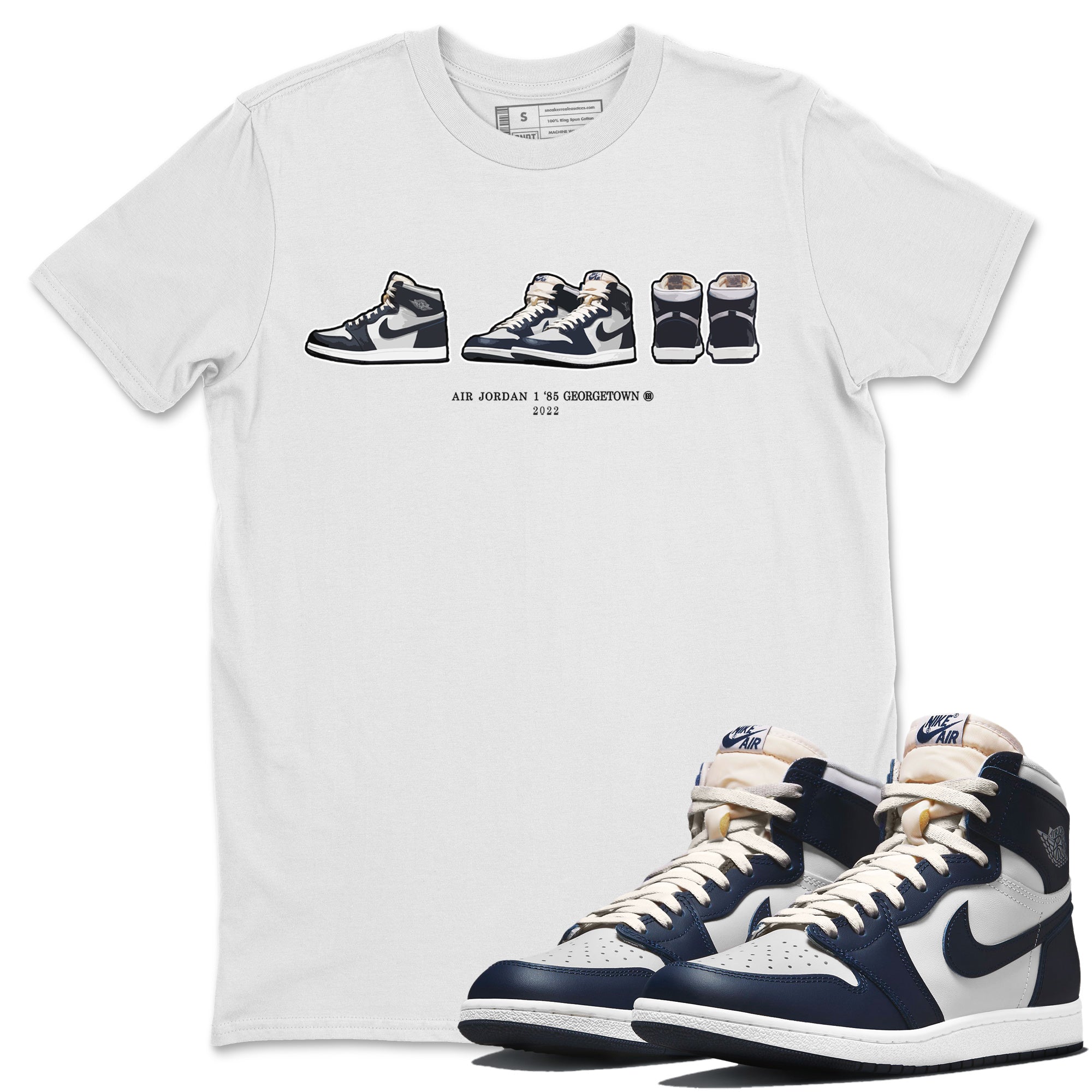Jordan 1 85 Georgetown Sneaker Match Tees Air Jordan 1 Prelude Sneaker Tees Jordan 1 85 Georgetown Jordan to match sneaker T-Shirt Crew Neck Shirts