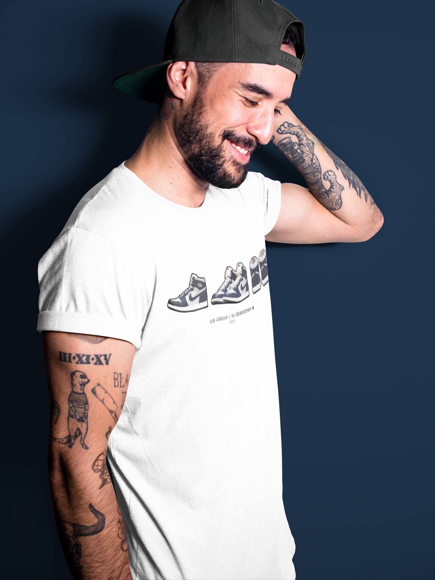 Jordan 1 85 Georgetown Sneaker Match Tees Air Jordan 1 Prelude Sneaker Tees Jordan 1 85 Georgetown Jordan to match sneaker T-Shirt Crew Neck Shirts