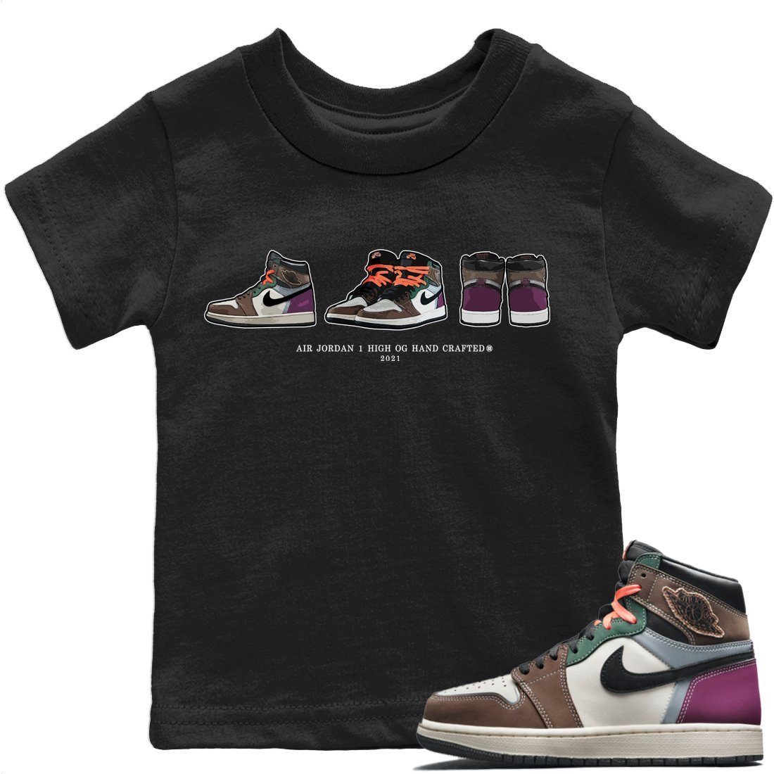 Jordan 1 Hand Crafted Sneaker Matching T-Shirt Air Jordan 1 Prelude Sneaker Tees Jordan 1 Hand Crafted Sneaker Release Tees Kids Shirts