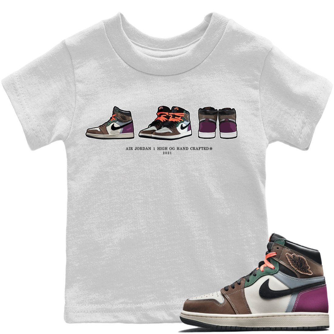 Jordan 1 Hand Crafted Sneaker Matching T-Shirt Air Jordan 1 Prelude Sneaker Tees Jordan 1 Hand Crafted Sneaker Release Tees Kids Shirts