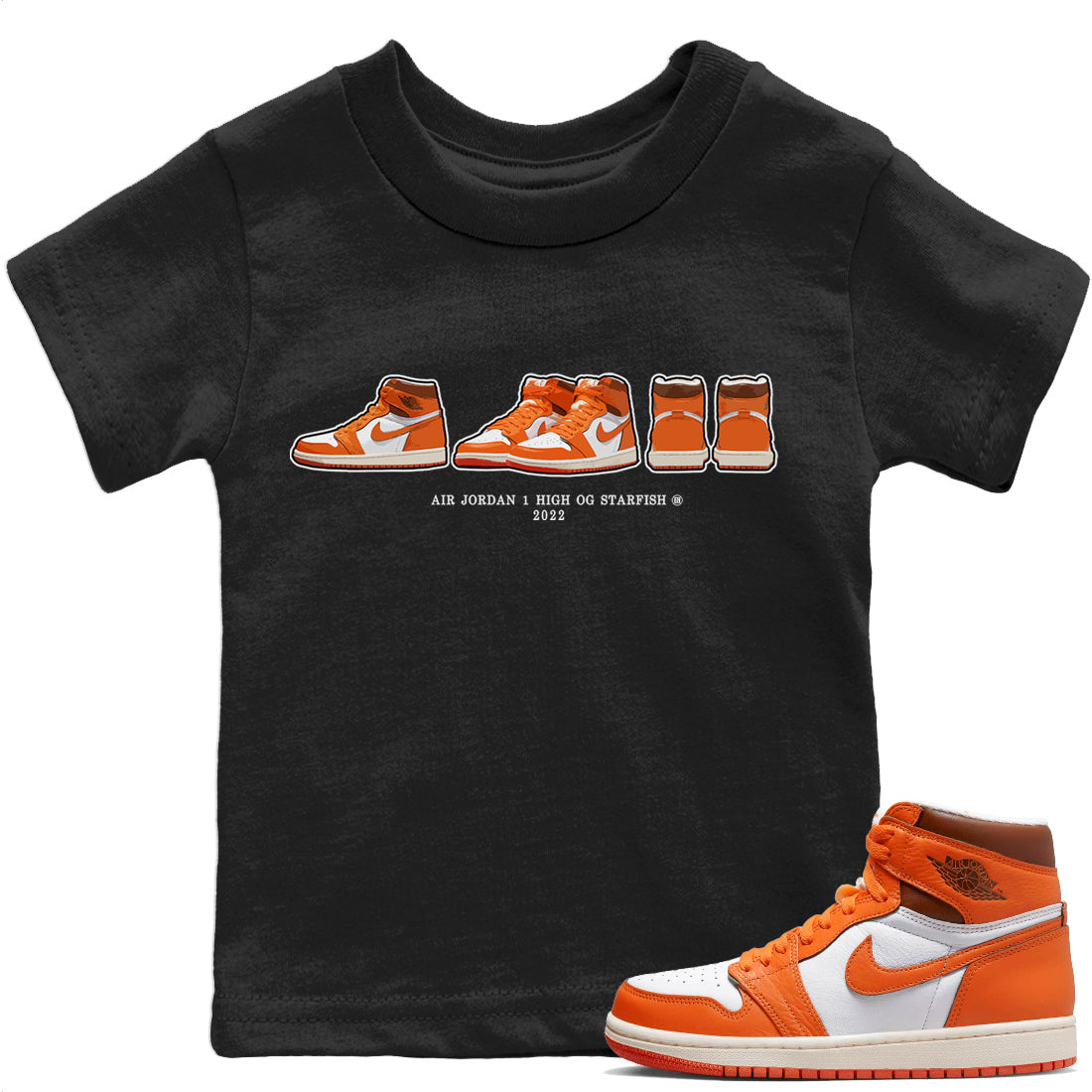 Jordan 1 Starfish Sneaker Matching T-Shirt Air Jordan 1 Prelude Sneaker Tees Jordan 1 Starfish Sneaker Release Tees Kids Shirts
