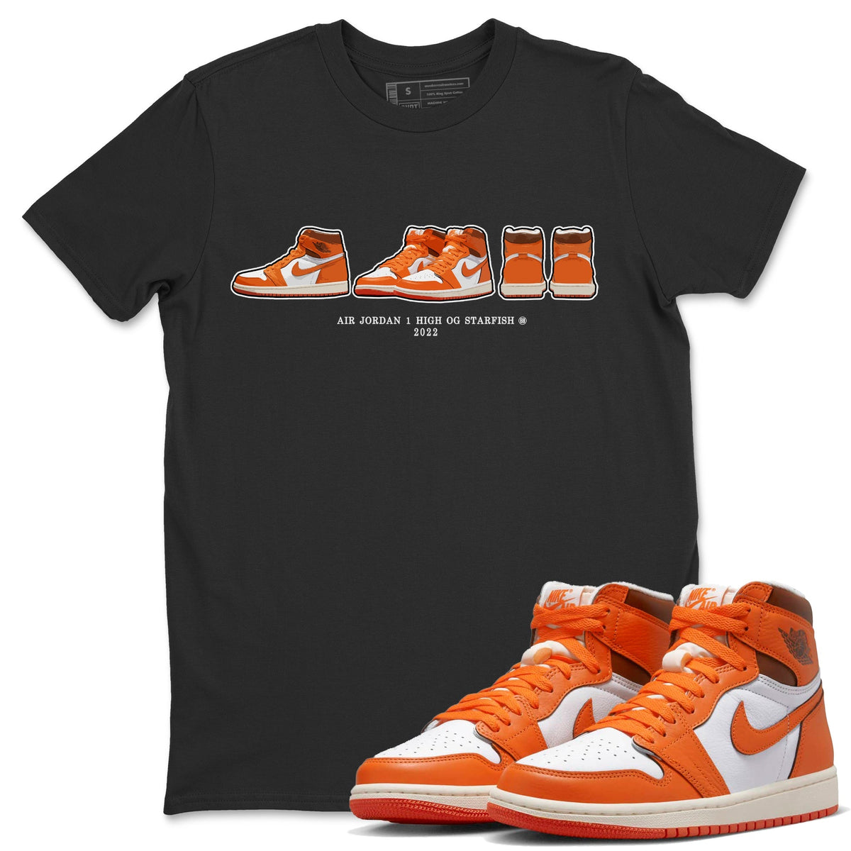 Jordan 1 Starfish Sneaker Matching T-Shirt Air Jordan 1 Prelude Sneaker Tees Jordan 1 Starfish Sneaker Release Tees Crew Neck Tees