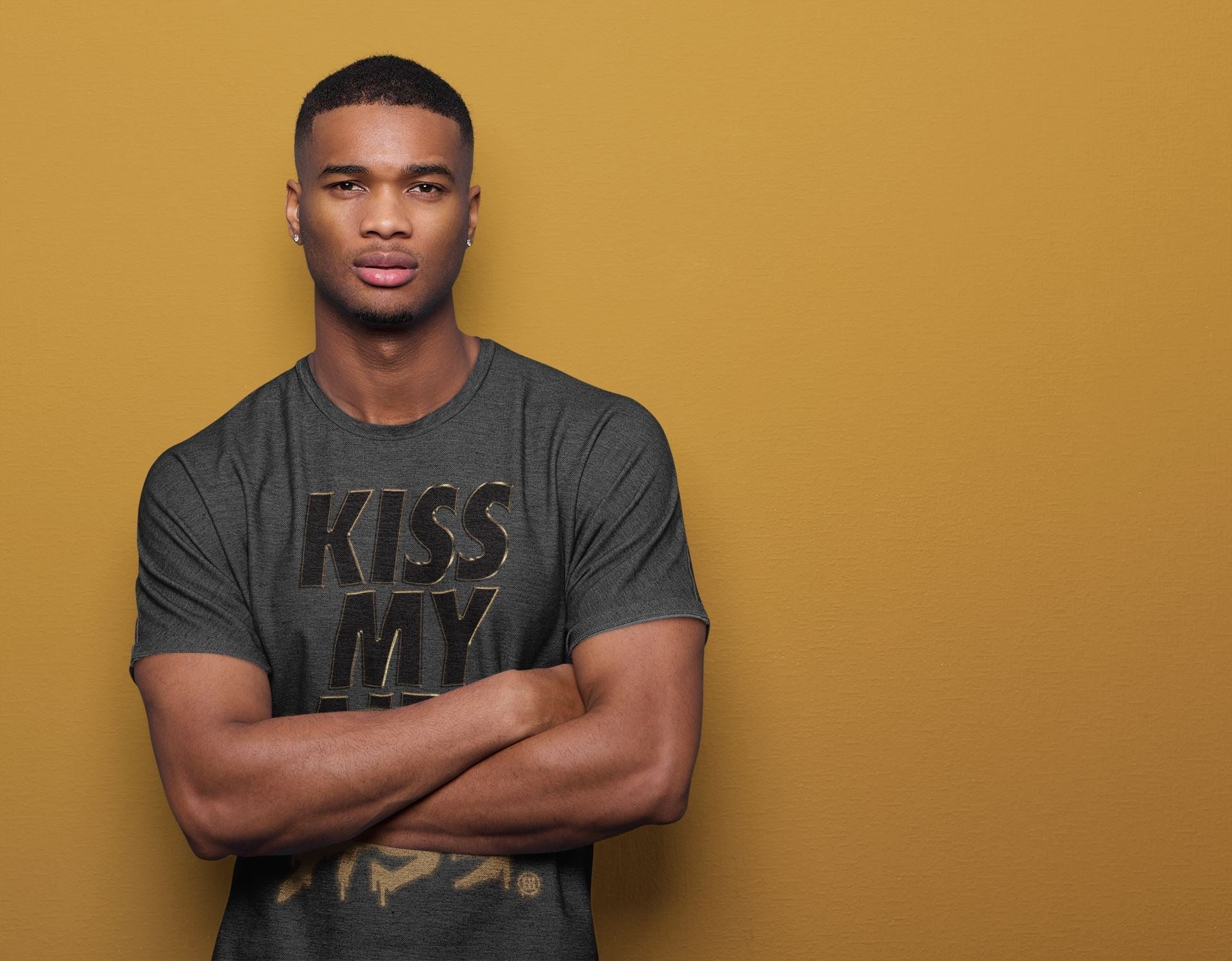 Jordan 1 Black Metallic Gold Sneaker Match Tees Kiss My Ass Sneaker Tees Jordan 1 Black Metallic Gold Jordan to match sneaker T-Shirt Crew Neck Shirts