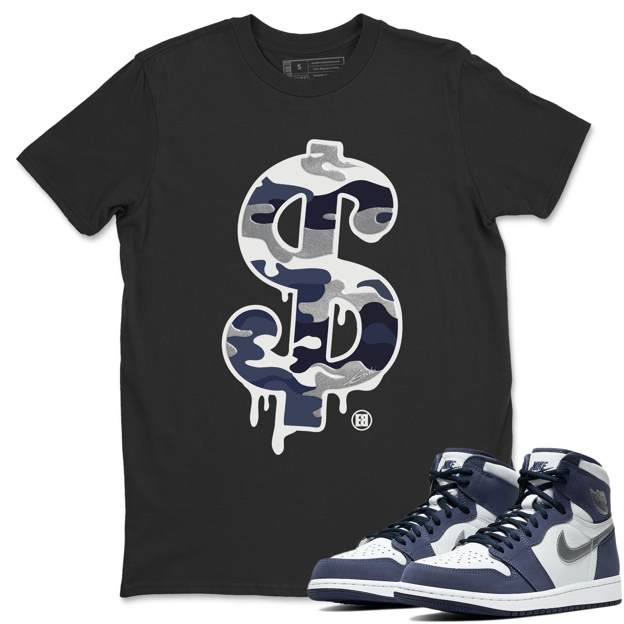 Jordan 1 Midnight Navy Shirt To Match Jordans Dollar Camo Sneaker Tees Jordan 1 Midnight Navy Drip Gear Zone Sneaker Matching Clothing Unisex Shirts