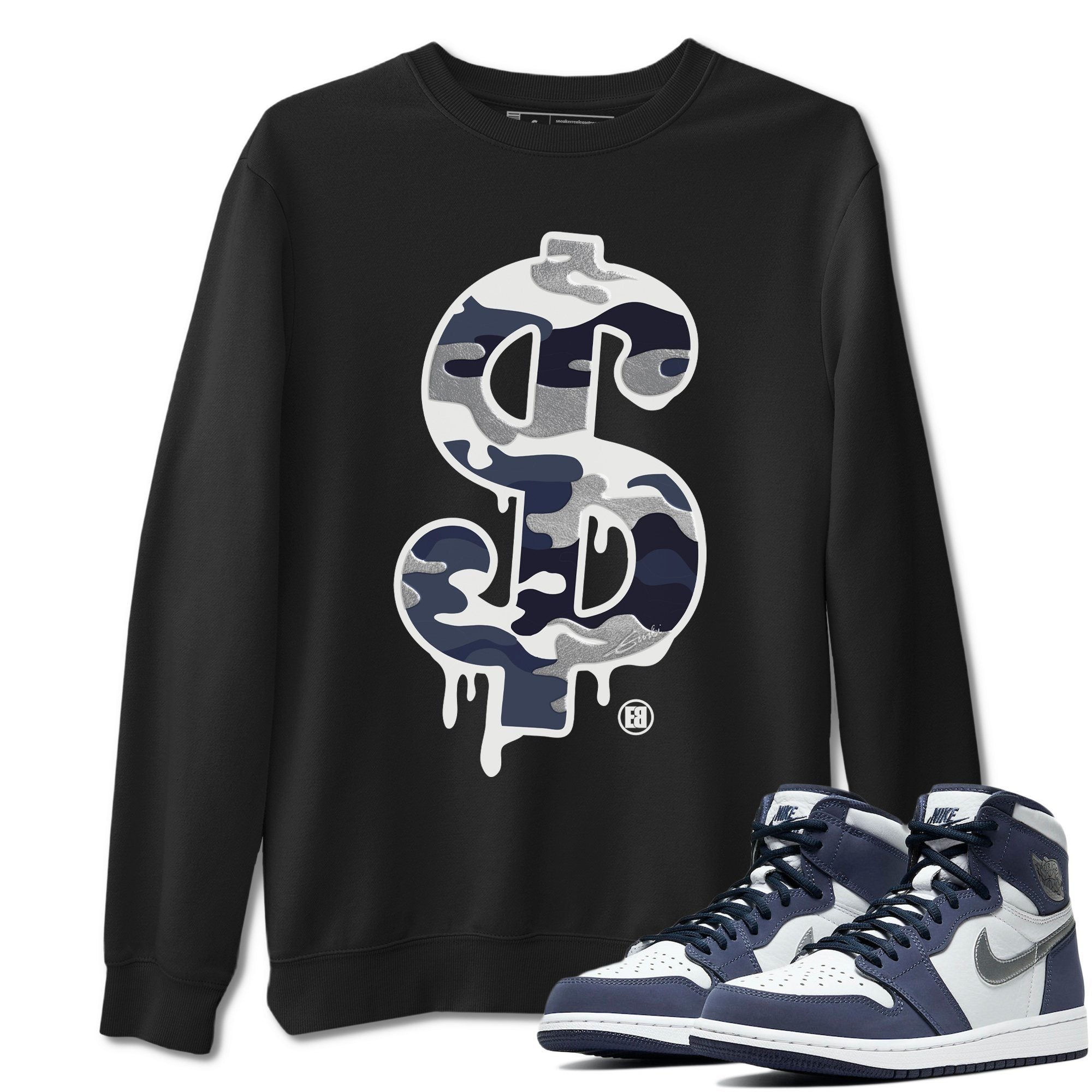 Jordan 1 Midnight Navy Shirt To Match Jordans Dollar Camo Sneaker Tees Jordan 1 Midnight Navy Drip Gear Zone Sneaker Matching Clothing Unisex Shirts