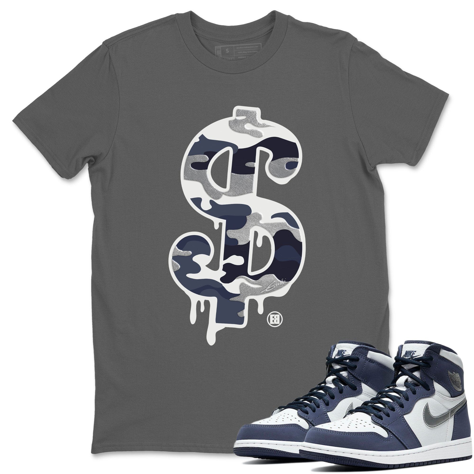 Jordan 1 Midnight Navy Shirt To Match Jordans Dollar Camo Sneaker Tees Jordan 1 Midnight Navy Drip Gear Zone Sneaker Matching Clothing Unisex Shirts