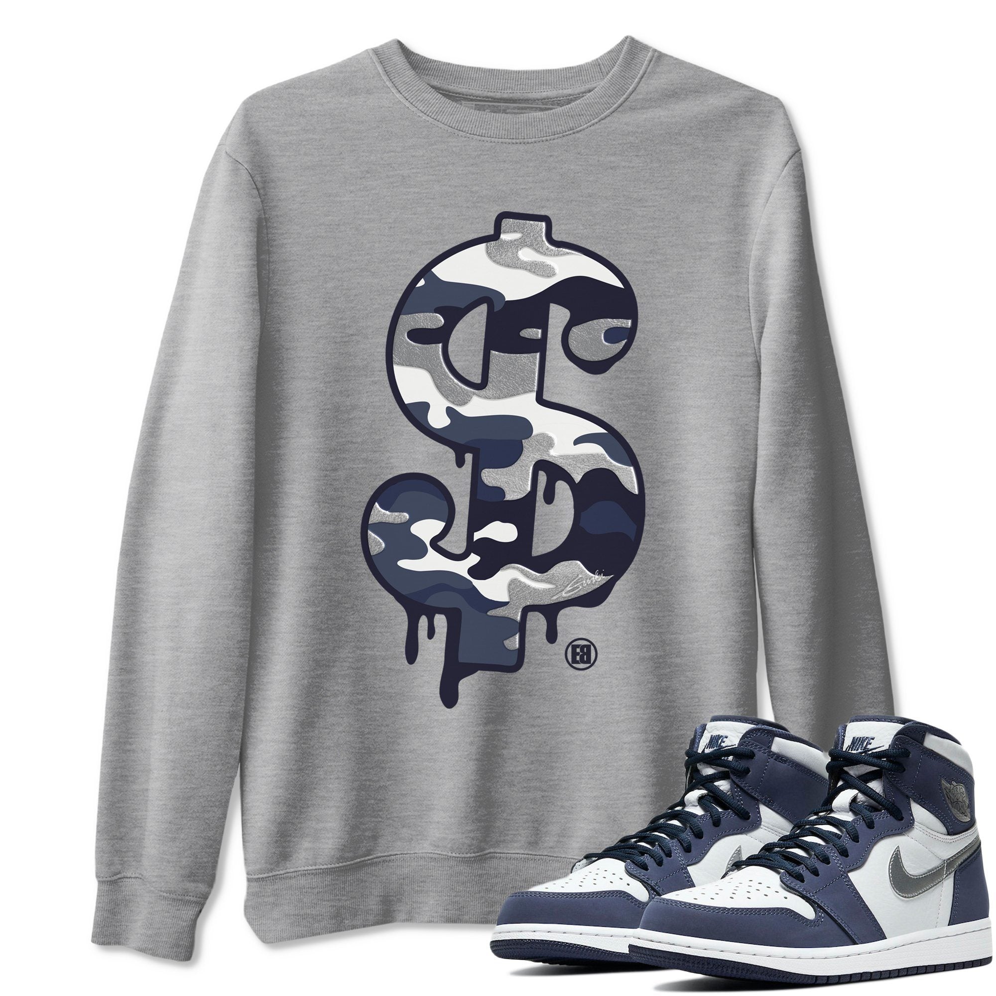 Jordan 1 Midnight Navy Shirt To Match Jordans Dollar Camo Sneaker Tees Jordan 1 Midnight Navy Drip Gear Zone Sneaker Matching Clothing Unisex Shirts