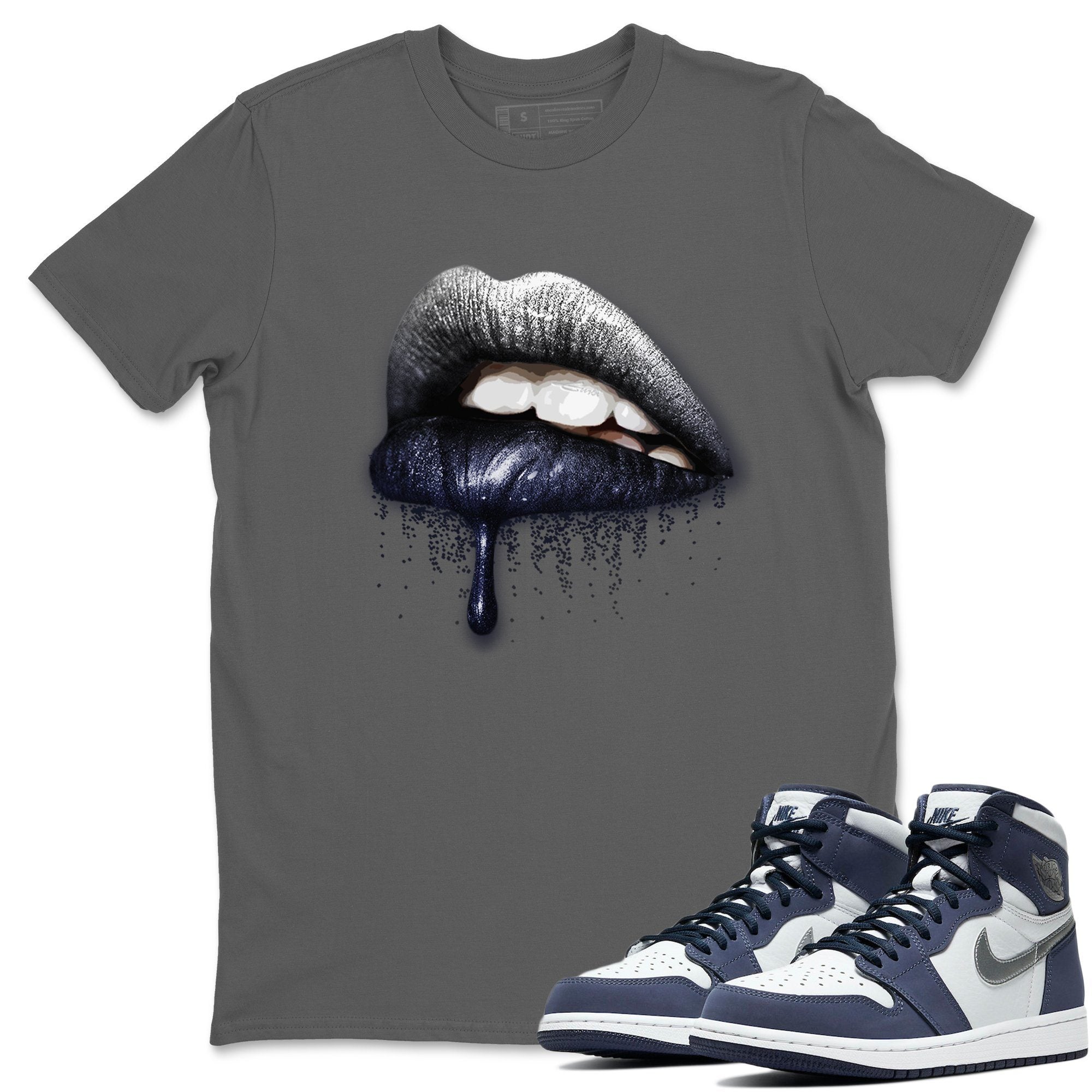Jordan 1 Midnight Navy Shirt To Match Jordans Dripping Lips Sneaker Tees Jordan 1 Midnight Navy Drip Gear Zone Sneaker Matching Clothing Unisex Shirts